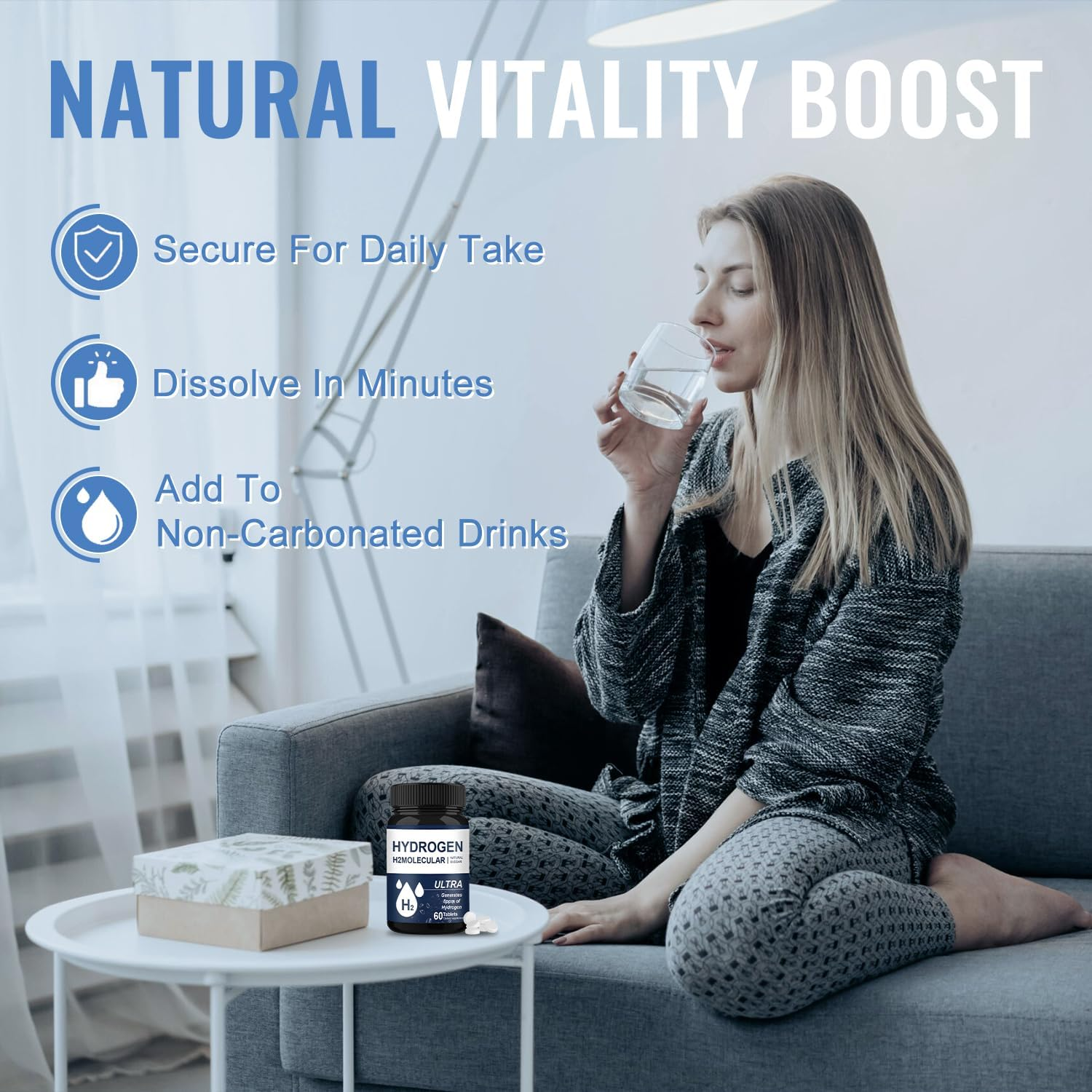 Hydrogen Water Tablets, 180 Count | Hydrogen Tablets Helps Brain Function & Cognitive Support | Non-Gmo, Vegan, Gluten-Free, Easy to Use image number 4