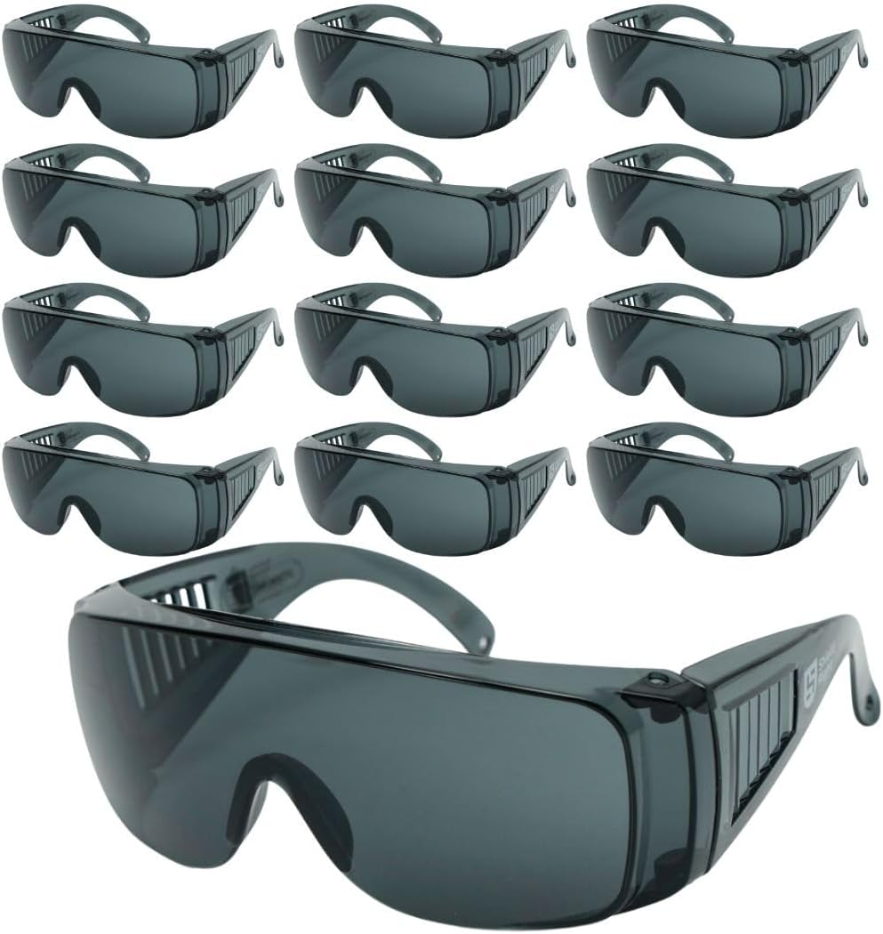 Shield Right Visitor Safety Glasses, 12 Pack over Eyeglasses, Anti-Fog & Scratch Resistant, AS/NZS 1337.1:2010 Safety Glasses over Glasses Eye Protection