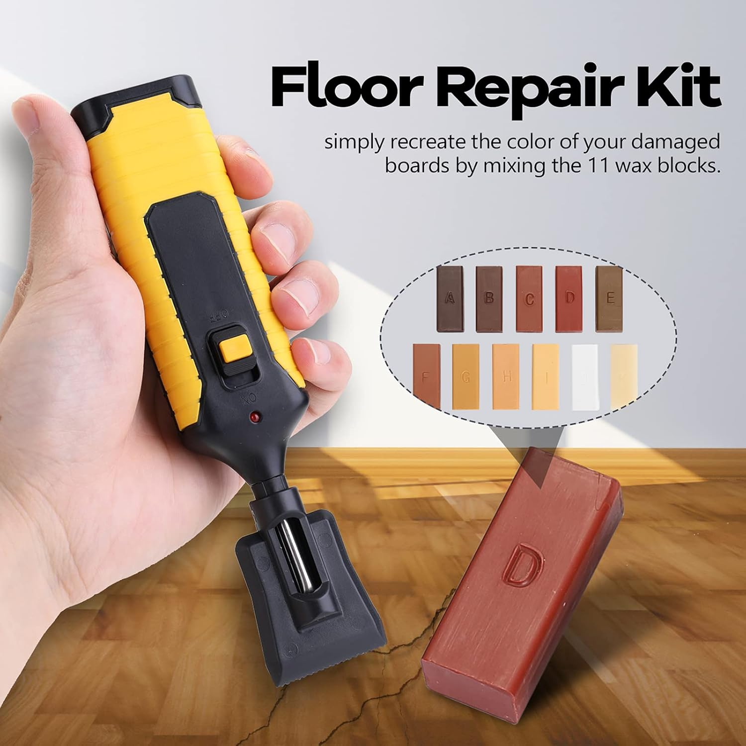 Laminate Floor Repair Kit, Wood Board Scratch Repair Tool with 11 Wax Blocks, for Home Repair image number 2