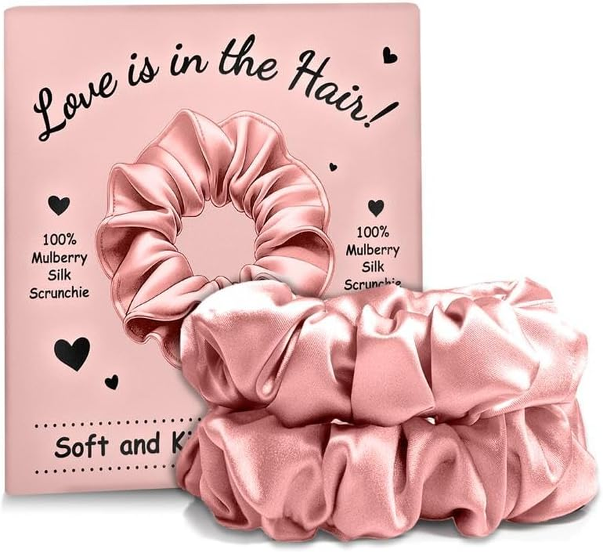 Silk Hair Scrunchie - Silk Hair Bands Made of 100% Mulberry Silk Silk Shrunchie Silk Stockings Hair Silk Hair Ties Made of Mulberry Silk, Silk Hair Band for Sleeping Scrunchies for Hair without Hair image number 4