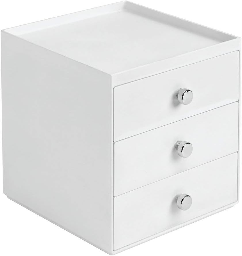 Interdesign 35301EU Makeup Storage Drawers, Plastic Desktop Drawer Organiser, White image number 2