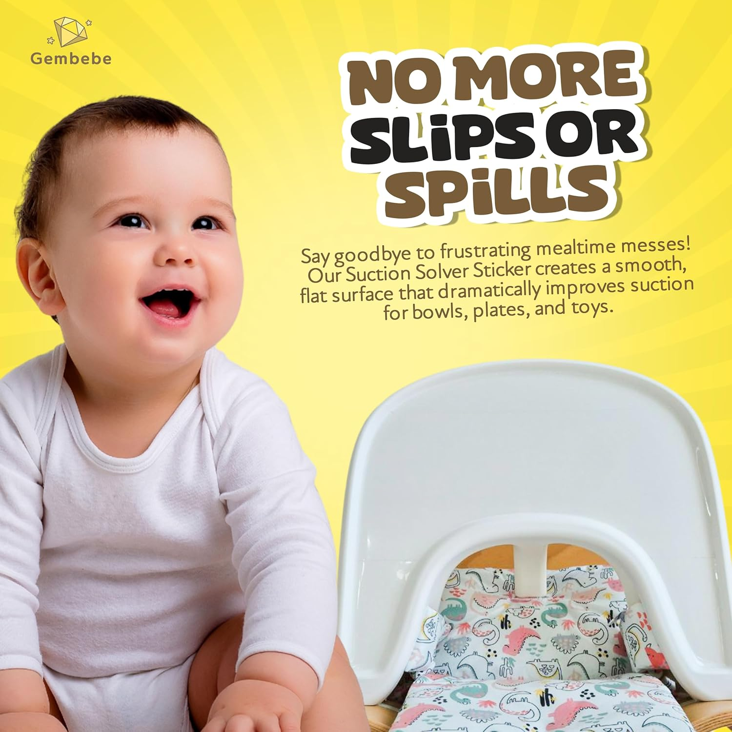 Suction Solver Sticker Compatible with Stokke Tripp Trapp Tray Safe Adehisve Placemat Improves Suction Keeps Suction Bowls and Toys Baby High Chair Placemat (2, Tray Shape with Cleaning Kit) image number 1