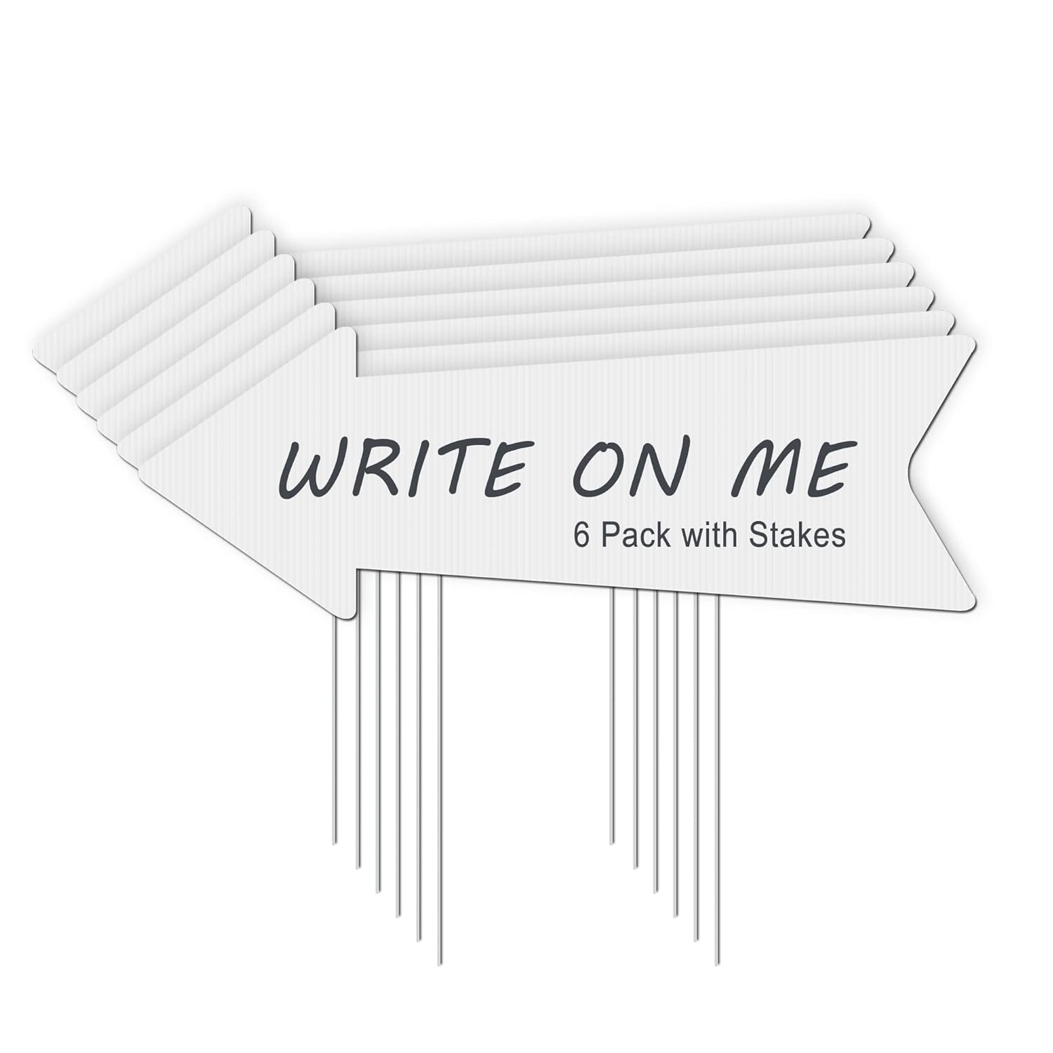 Blank Arrow Signs with Stakes 15 Pack 17 X 6 Inches Wedding Directional Yard Signs with Stakes, This Way Arrow Yard Signs Birthday Party Signs Arrow