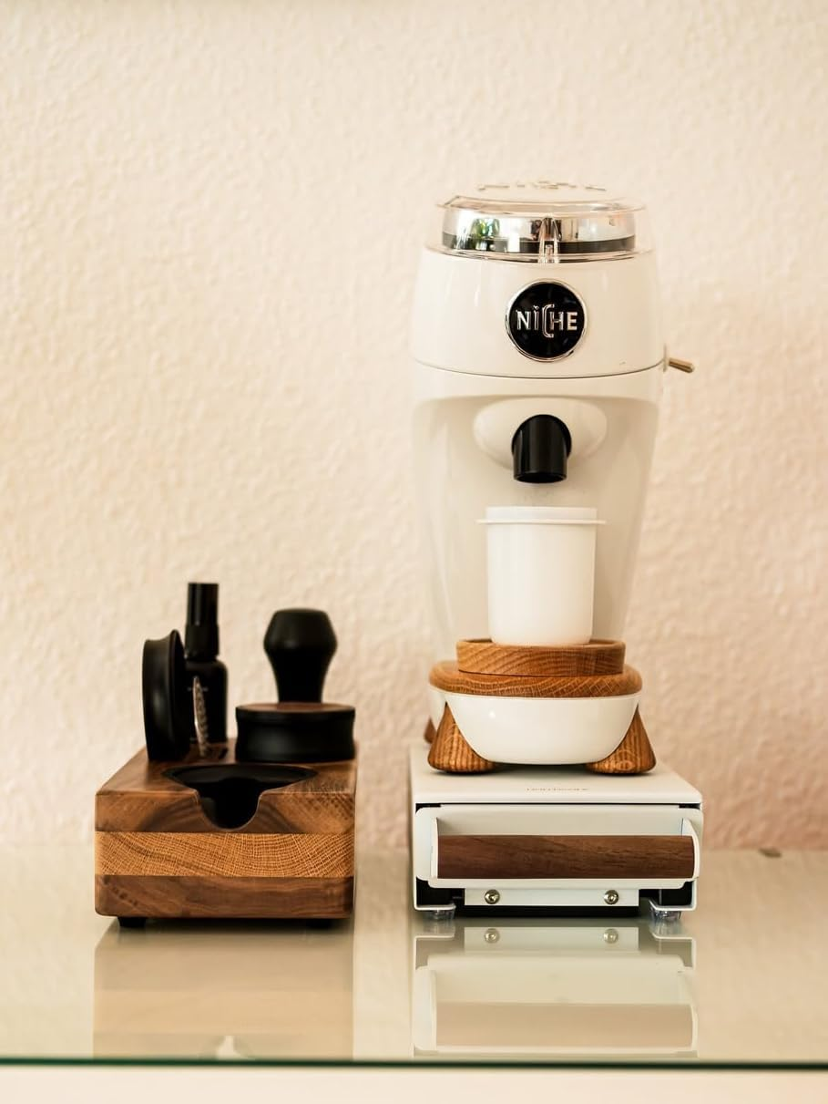 Normcore Espresso Tamping Station, Natural American Walnut Coffee Tamper Station Base Holder Stand for 51/54/58Mm Portafilter, Tamper, and Distributor, Puck Screen Espresso Accessories