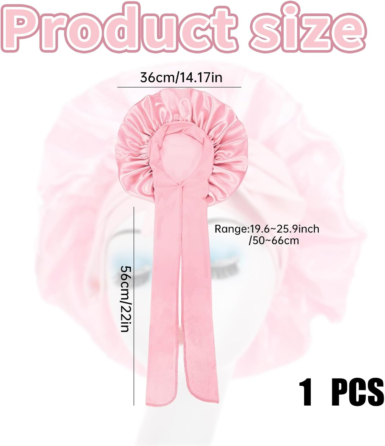 Mniimaluxe Sleep Cap Hair Protection, Silk Hood for Sleeping, Satin Sleep Cap, Bonnet Sleep Cap, Curl Hood, Pink, M image number 1