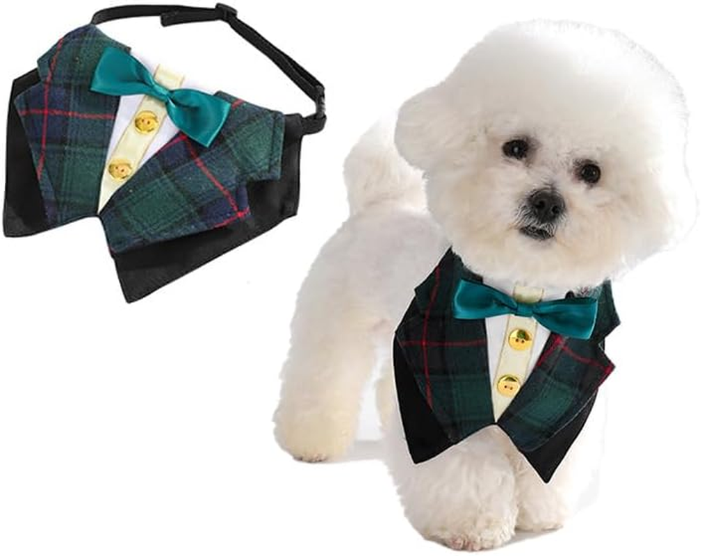 Dog Tuxedo Formal Cat Wedding Bandana Dog Collar with Bow Tie Cat Birthday Costume Valentines Outfit Pet (Black, L) image number 5