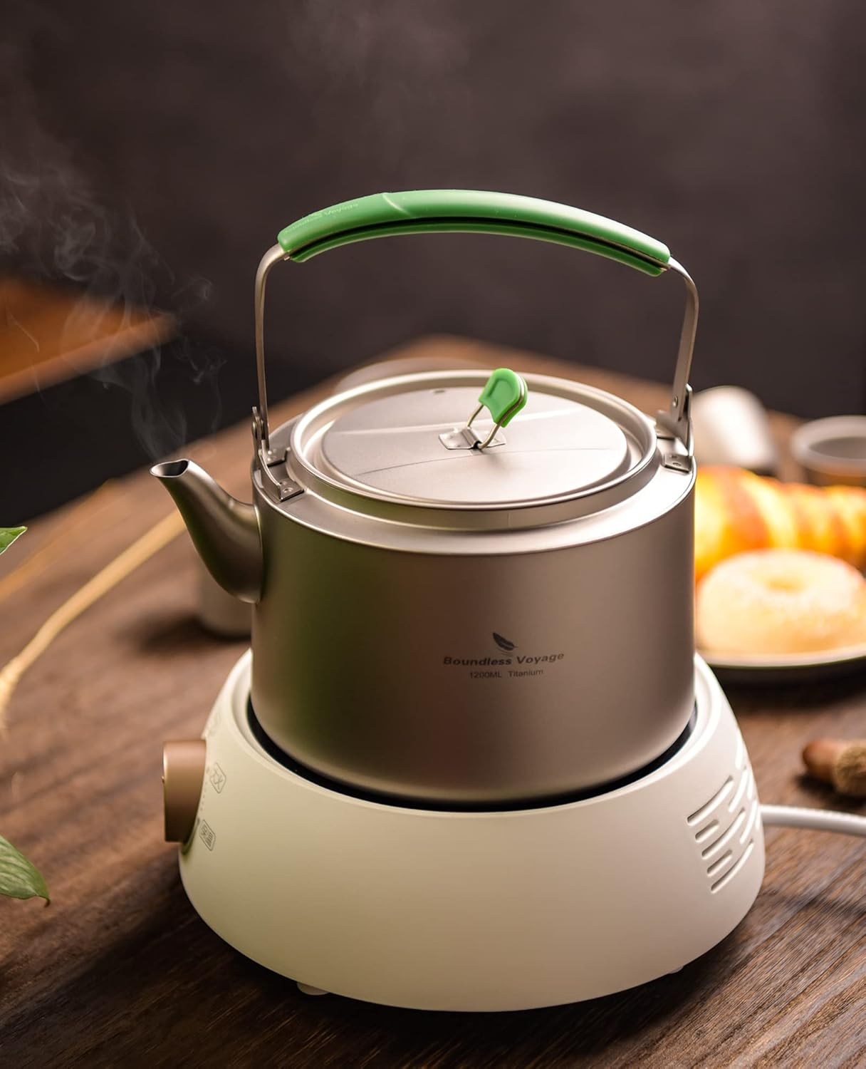 Boundless Voyage Titanium Kettle 800Ml/1200Ml with Folding Handle Filter Outdoor Camping Big Capacity Teapot - 800Ml image number 4