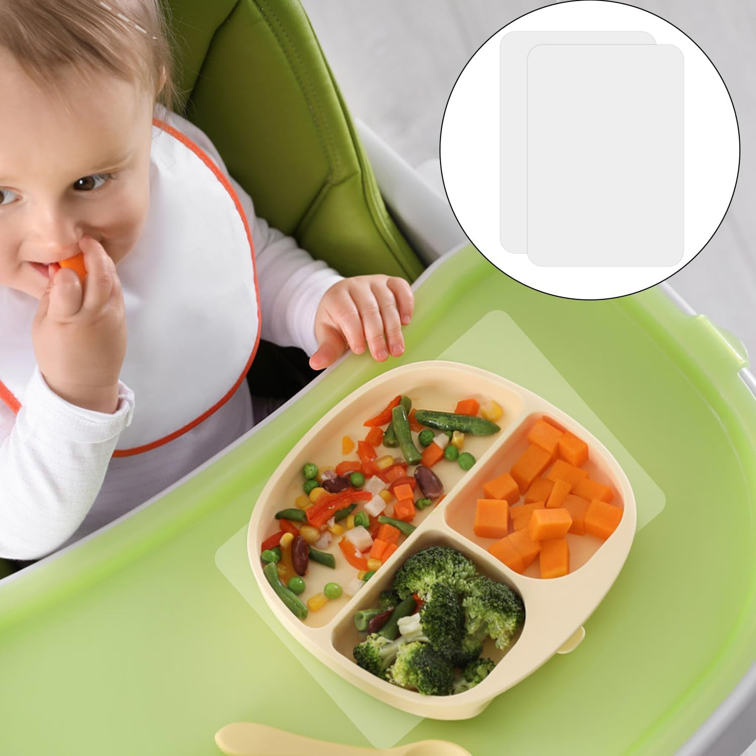 9Pcs Transparent Suction Stickers for Stokke Tripp Trapp Tray, round & Rectangle Strong Suction Fixer Adhesive Tray Sticker for High Chairs Baby Plates Bowls & Toys Stability image number 1