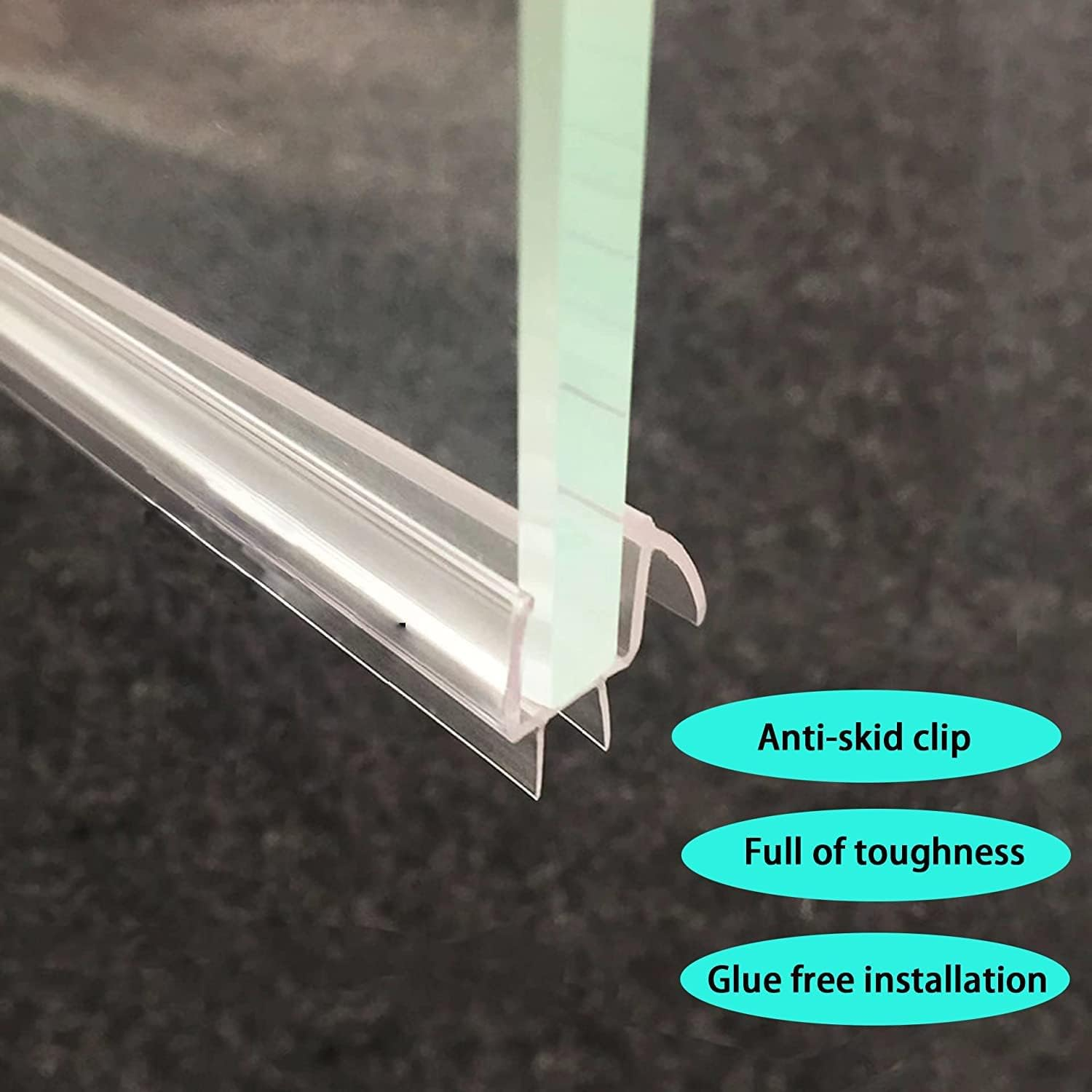 ADYAWEN 2-Pack Frameless Shower Door Bottom Seal &ndash; Stop Shower Leaks and Create a Water Barrier,Shower Door Seal 12Mm. (2-Pack 1/2''X 39&rdquo;) image number 3