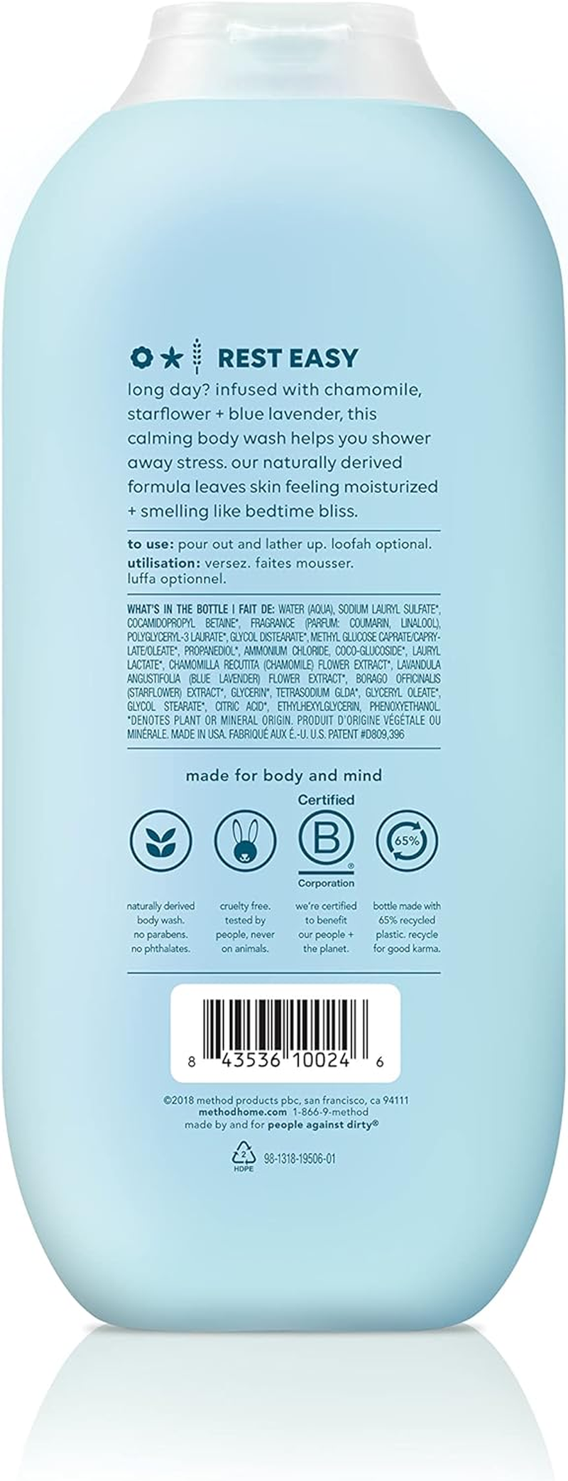 Method Moisturizing,Softening Body Wash, Wind Down, Paraben and Phthalate Free, 18 Oz (Pack of 1) image number 4