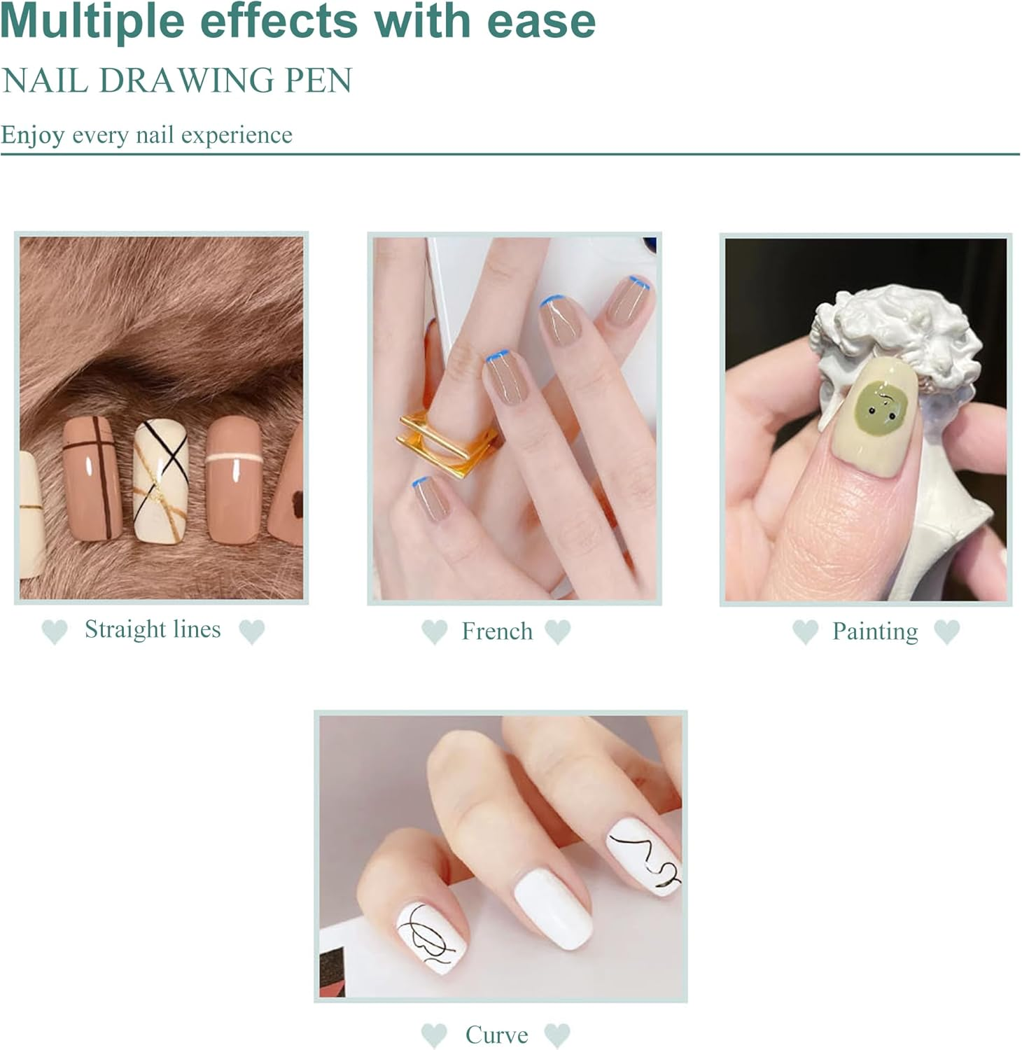 LZGOPE 3Pcs Nail Art Liner Brushes,Professional Art Nail Painting Pen，Nail Liner Striping Brush,Uv Glue Painting Scribing Brush, DIY Nail Art Tools, Fine Nail Art Set (Black) image number 1