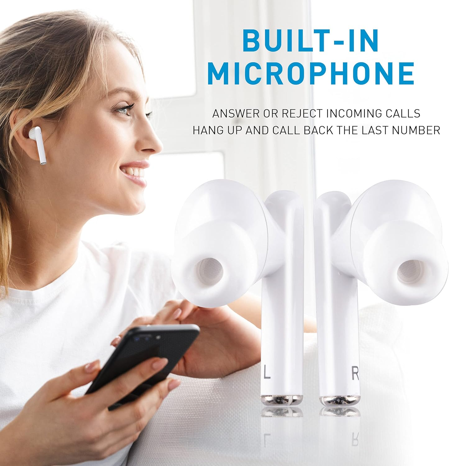 Grundig True Wireless Bluetooth Headphones - 5 Hours Playtime - USB C Charging Function - White image number 1