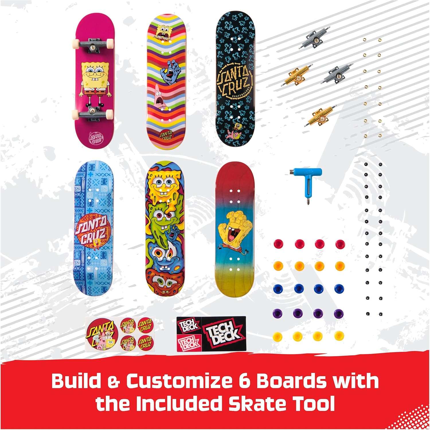 Tech Deck, Spongebob Sk8Shop Fingerboard Bonus Pack, Collectible and Customisable Mini Skateboards, Kids&rsquo; Toys for Ages 6 and Up image number 3