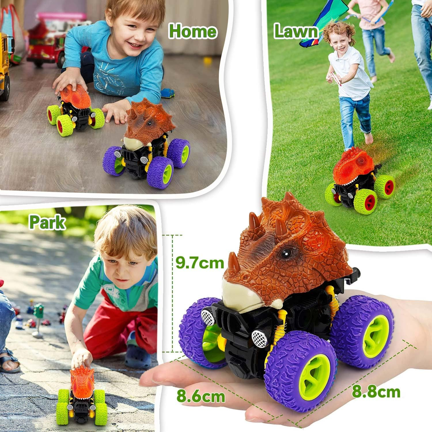 Befunsol Toys for 2 3 Year Old Boys - Monster Truck Dinosaur Toy Car Kids Toys Boys 3-5, Push and Go Friction Dinosaur Cars Toddler Toys, 2 3 4 5 Year Old Boy Christmas Birthday Gifts image number 6