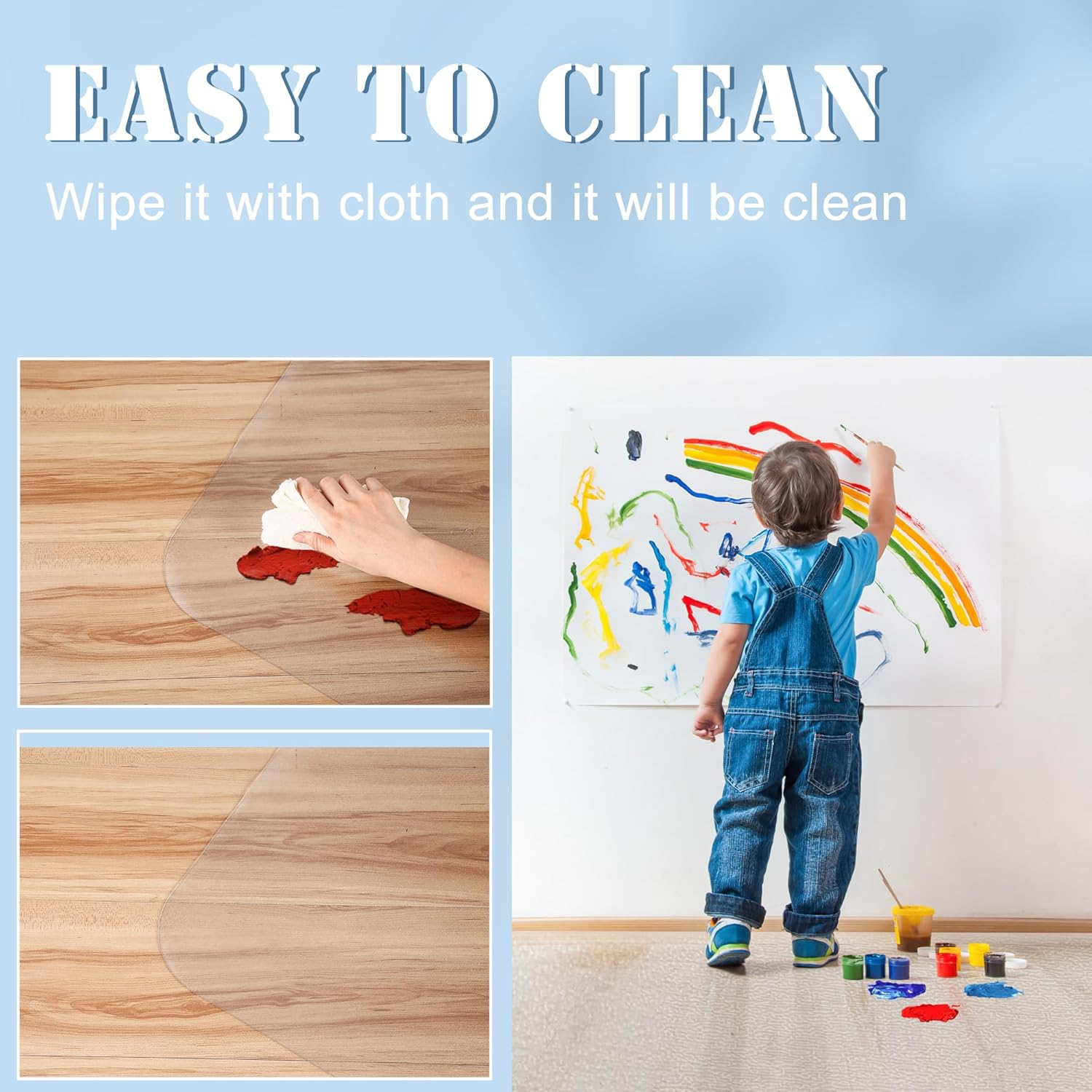 Office Chair Mat for Hard Wood Floors, Inches Clear Floor Mat for for Rolling Chairs, Heavy Duty Wood/Tile Floor Protectors for Home Office, Anti-Slip, Easy to Clean image number 3