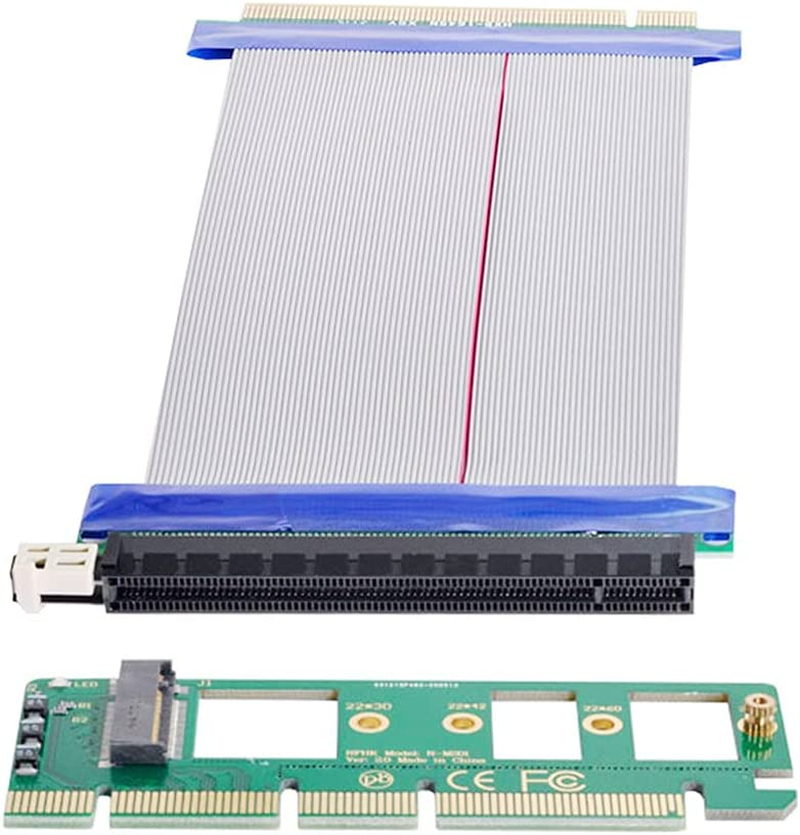 Xiwai NGFF M-Key NVME AHCI SSD to PCI-E 3.0 16X X16 Vertical Adapter with Cable Male to Female Extension image number 1