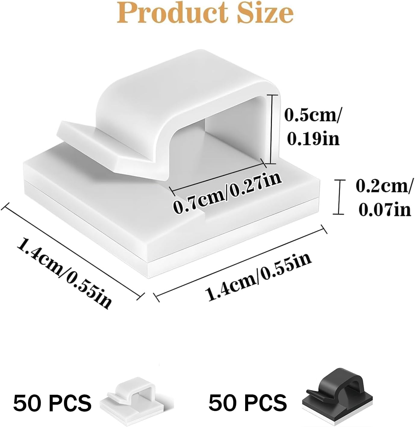 Yeanifeana 100Pcs Adhesive Cable Clips, Strong Sticky Cord Organizers for Desk/Wall/Wires, Includes 50 White & 50 Black Wire Holders for Office Home Car Workshop, Cable Management Clips image number 2