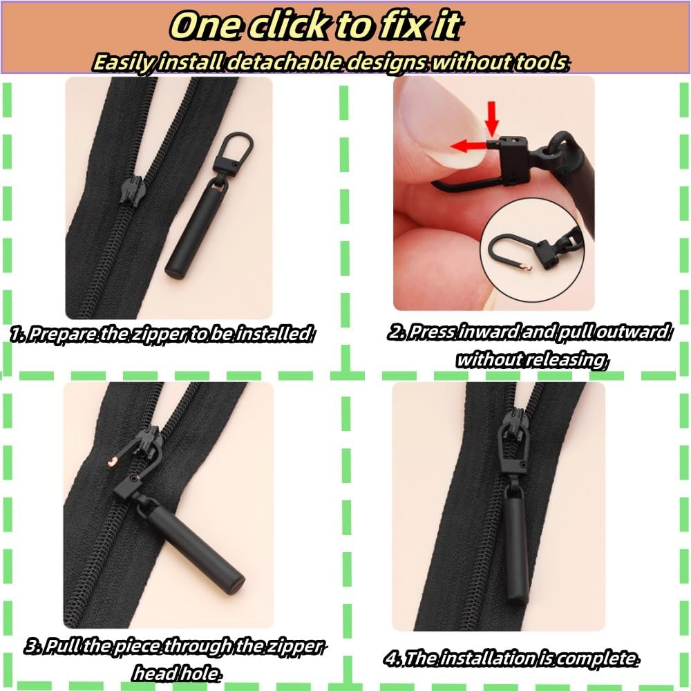 Jindizi 20Pcs Multifunctional Zipper Heads Replacement Kit for Jackets and More - Durable Zipper Heads image number 1