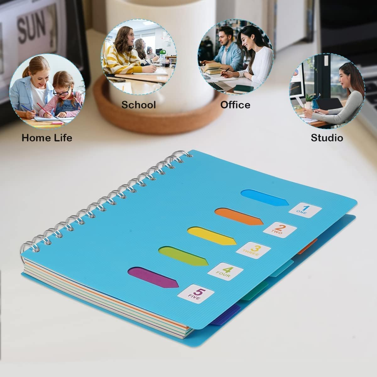 Spiral Notebook, A5 Notebook with Index, Notebooks with Pen, Hardcover Notebook, A5 Spiral Notebook, Journal Notebook, Spiral Journal, Subject Notebook for Work,Students, Office, Home,Writing Planner image number 2