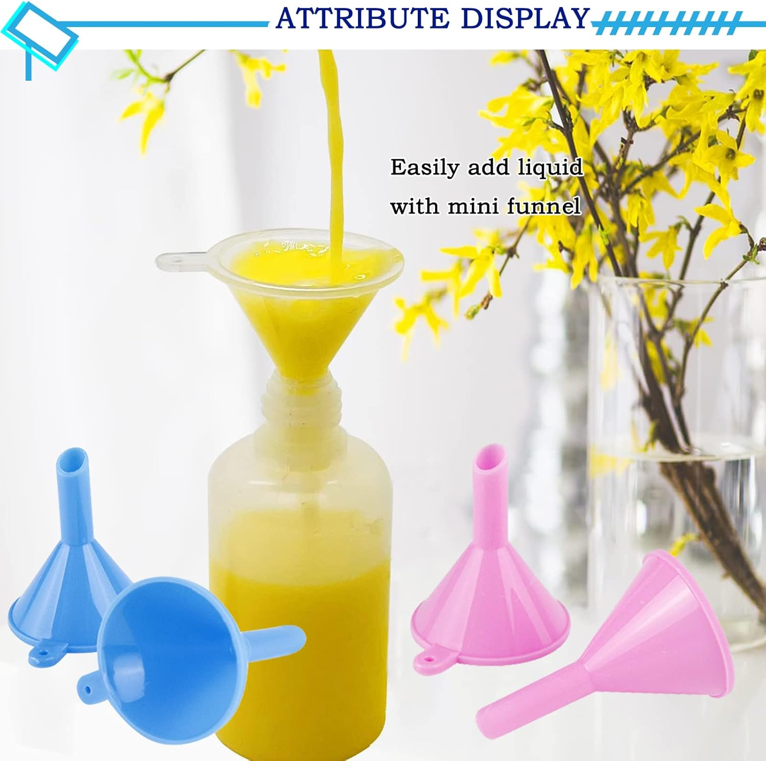 TTYSHIP Pack of 40 Needle Bottles, Plastic Applicator Bottles, Precision Tip Applicator Bottles, with 6 Funnels, Small, for Crafts, Oils, Glues, Paints and Alcohol Inks (10 Ml) image number 5