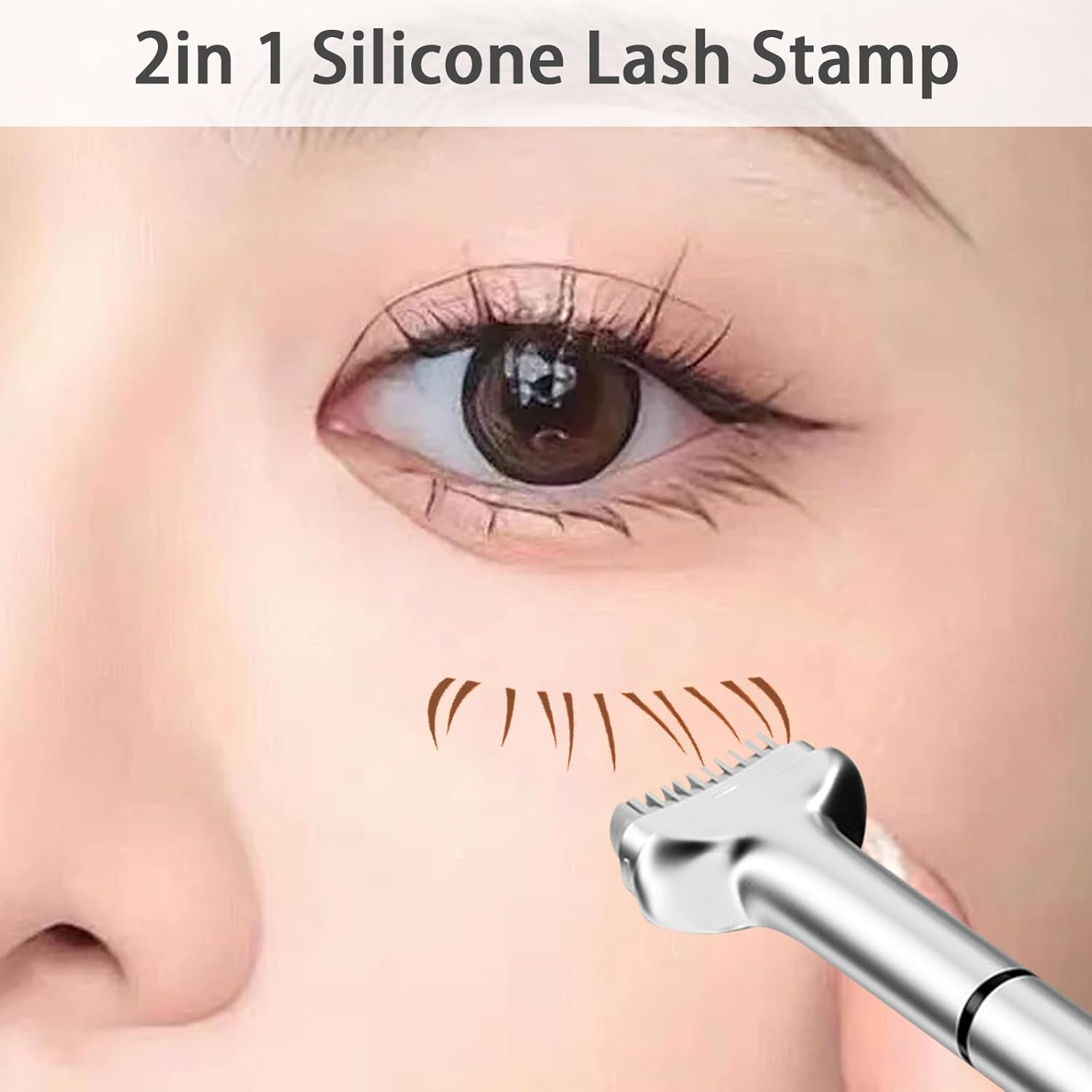 WALULAN 2-In-1 Waterproof Sweatproof Eyeliner,Lower Lash Stamp, Silicone Eyelash Stamp, Lower Eye Makeup Tool - 01 image number 7