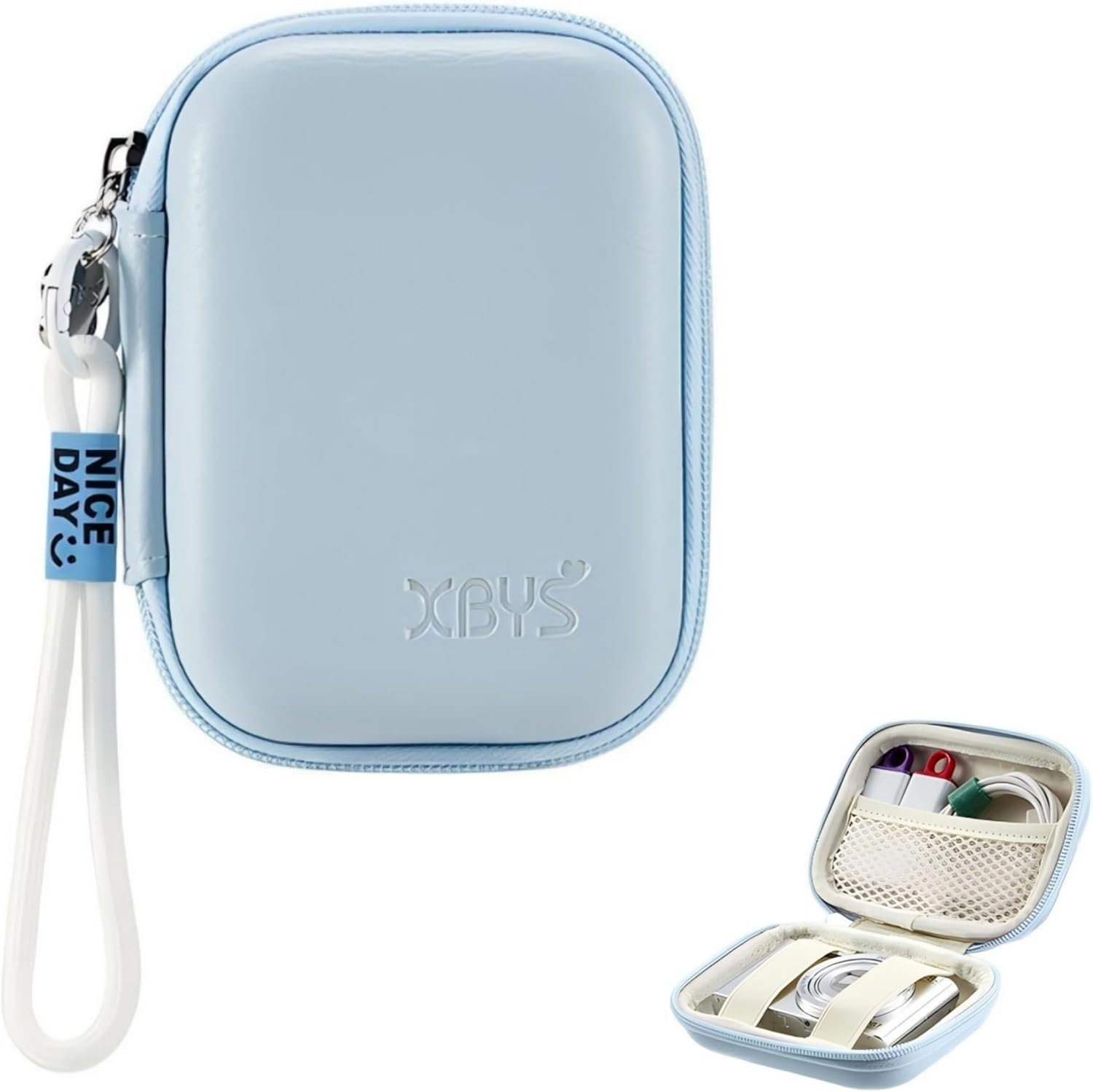 Digital Camera Case Compatible with Camkory/For Kodak Pixpro/For Lecran/For Vahoiald/For Canon IXUS 285 HS, Small Travel Cameras Storage Holder for Accessories SD Card (Blue) - Blue image number 6