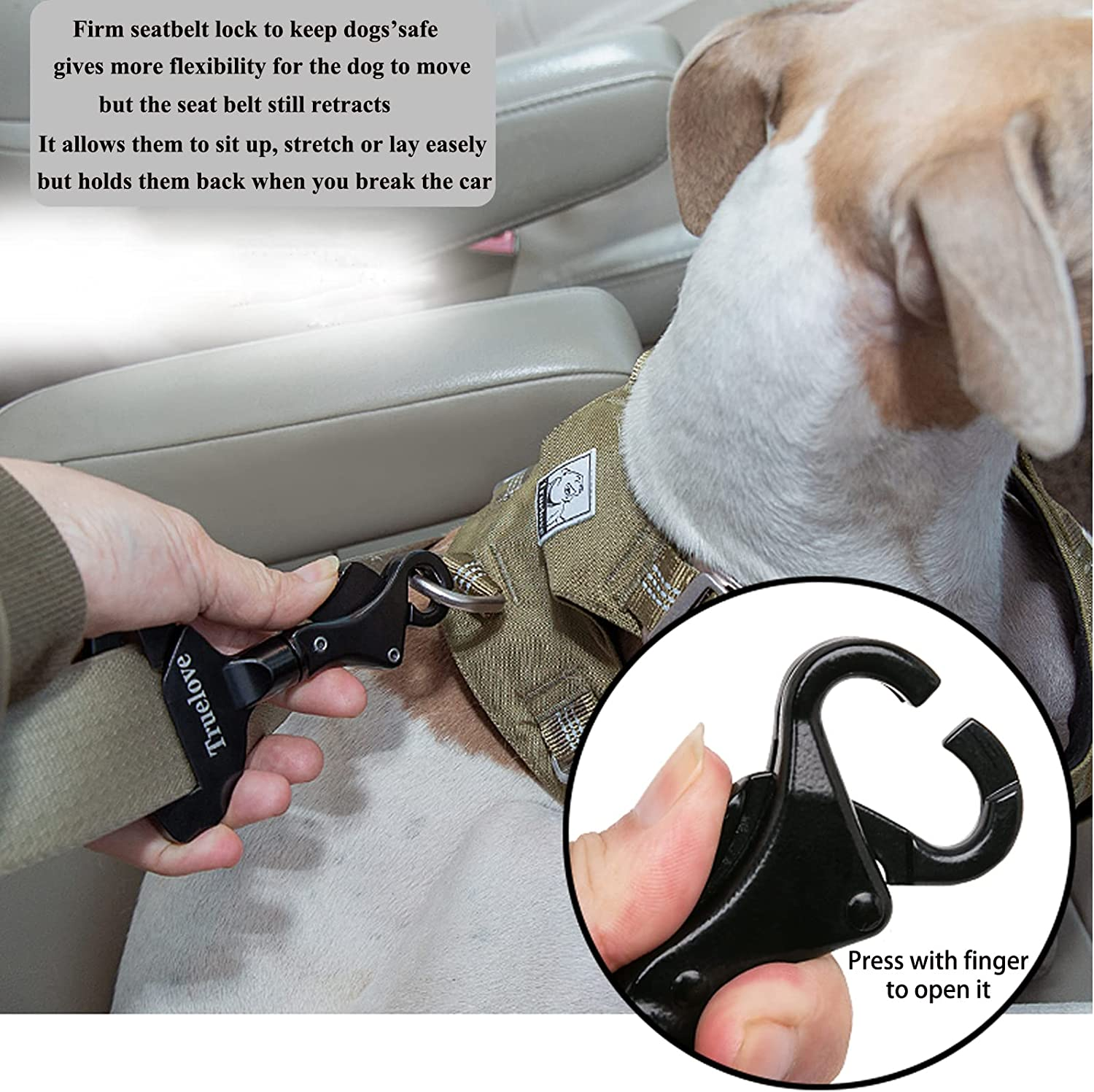Truelove Vehicle Seat Belt Safety Buckle Lock, Dog Seat Belt Clip Universal Dog Car Restraint - Dog Seatbelt Lock - Portable Vehicle Seatbelt Harness for Pet Car Travel image number 5
