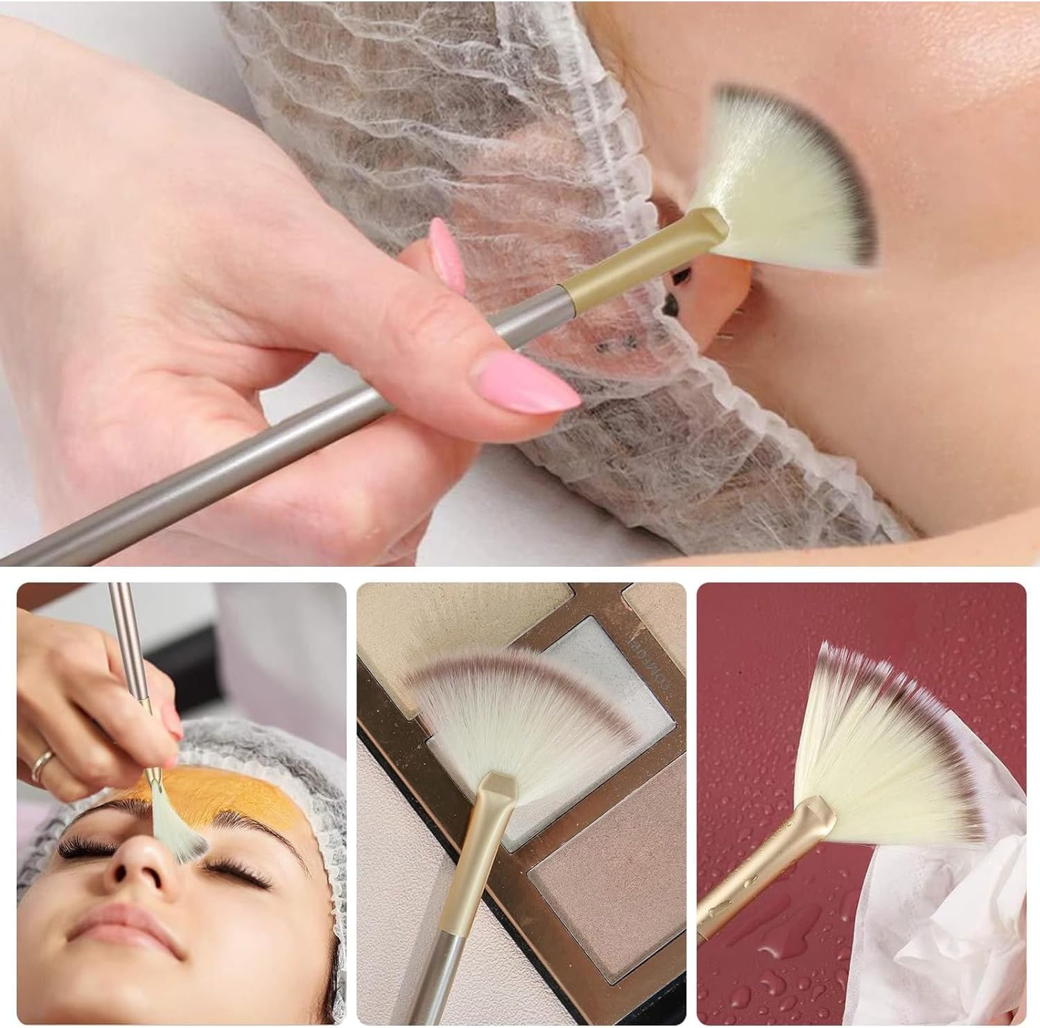 Lexziuo 4PCS Double-Headed Silicone Face Mask Brush &ndash; Soft Fan Brush for Facial Mud, Cream & Lotion Application &ndash; Makeup & Skincare Tool with Nose Massager image number 6