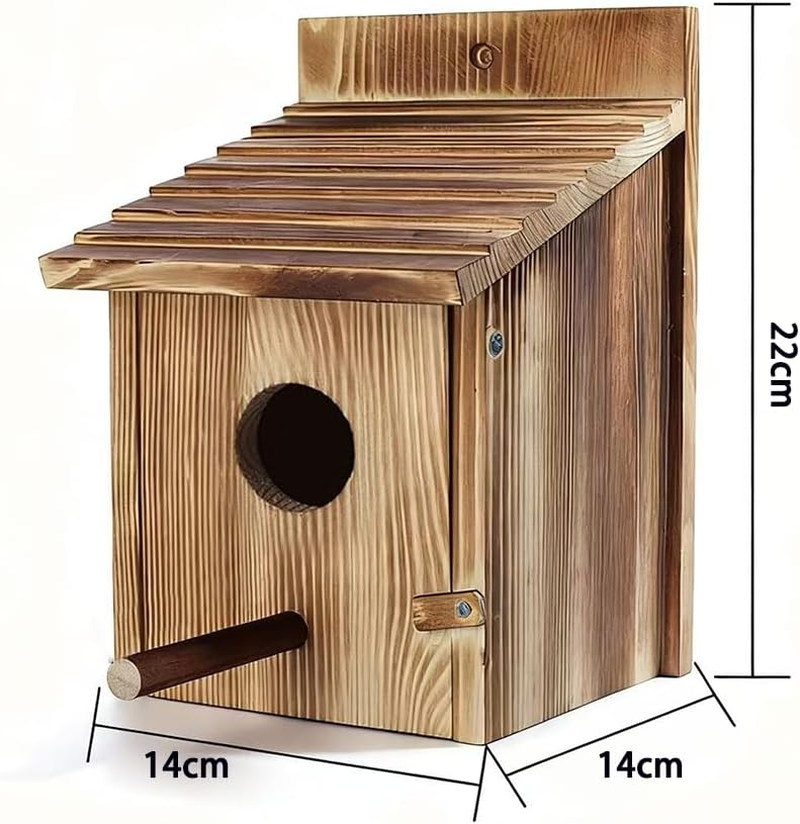 Wood Bird Houses for Outside, Bird Houses with Pole, Mounting Birdhouses for Bluebirds, Patio Barn Owl House for Bluebird, Garden Decorative Birds Nesting Box for Finch, Mockingbird, Cardinals image number 4