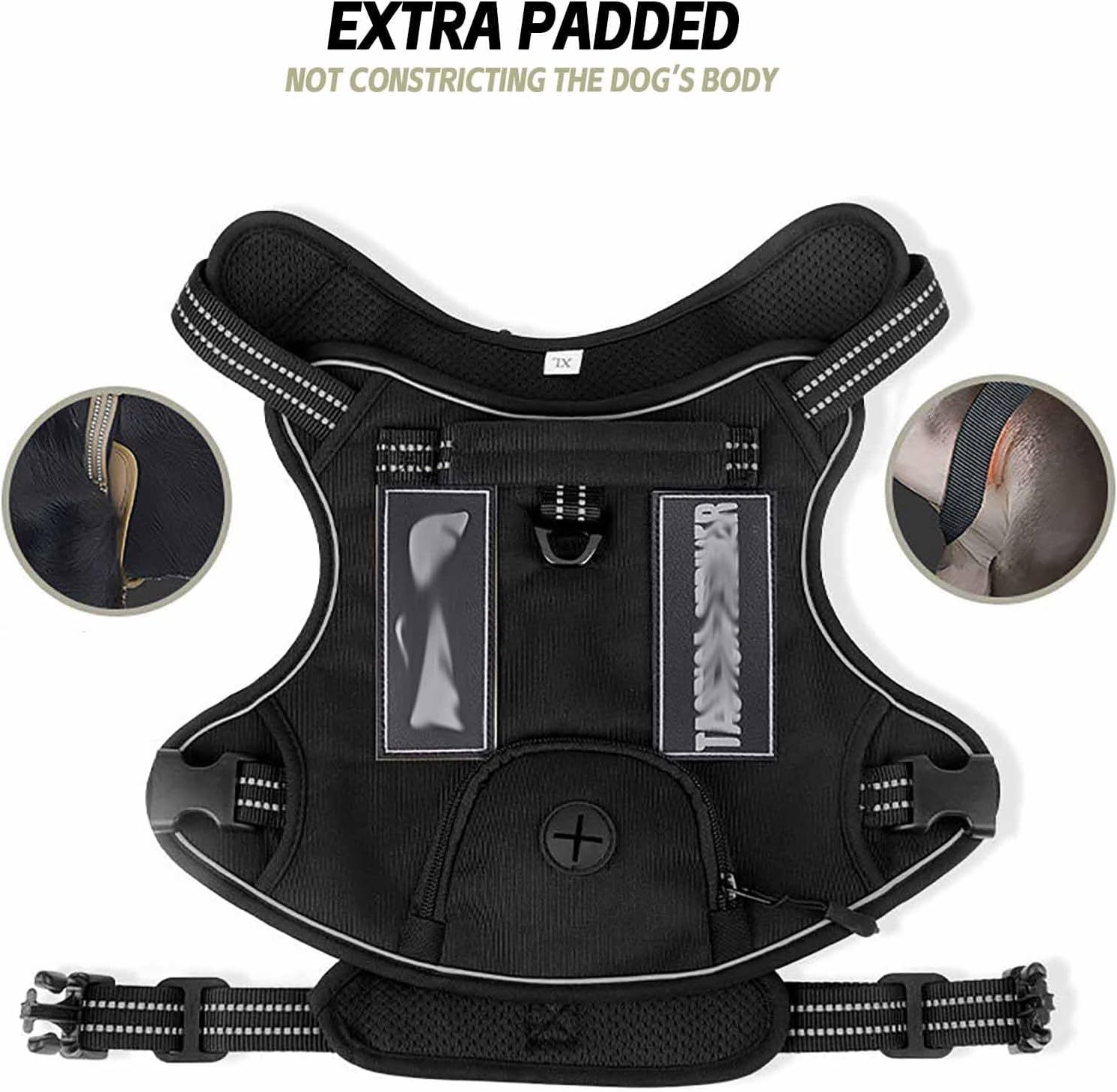 UOSIA No Pull Tactical Dog Harness Escape Proof Molle Dog Vest Harness Reflective Adjustable Military Service Dog Harness with Handle for Training Hunting Walking