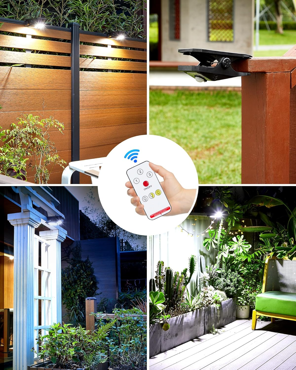 Solar Motion Sensor Lights Outdoor, Clip on Solar Lights Outdoor Waterproof, High Bright Solar Powered Security Lights for outside Fence Chain Link Camping (2, 118 LED) image number 3