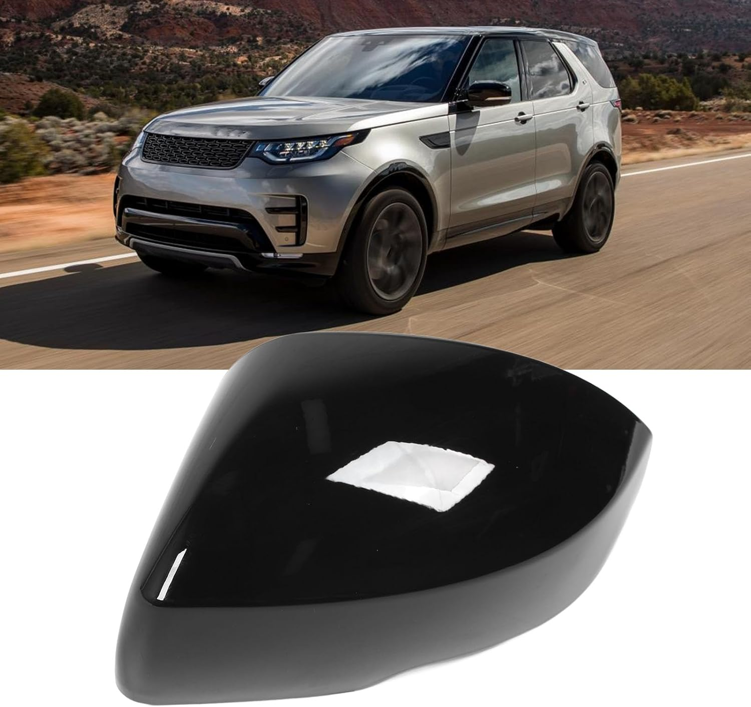 Gloss Black Side Wing Mirror Cover Caps for Range Rover Sport L494 2014 to 2021, Door Wing Mirror Cover Caps, Side Mirror Base Cover, Exterior Rear View Accessories (Left image number 3