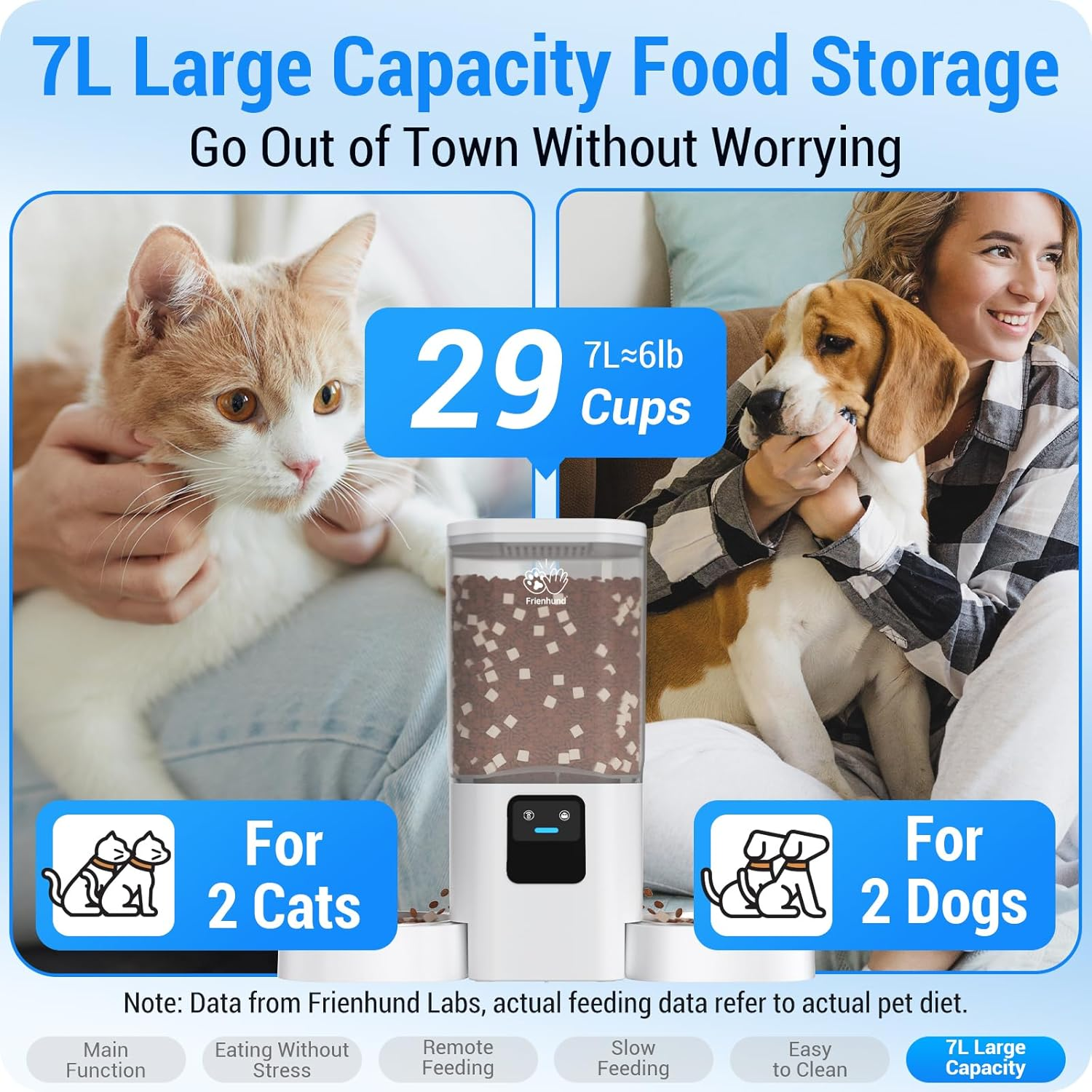 Automatic Cat Feeder with Slow Feed for 2 Cats: 5G Wifi Automatic Dog Feeder with 7L Large Cat Food Storage Container, Cat Food Dispenser with Alexa for Multiple Pets,Detachable for Easy Clean -29 Cup image number 5