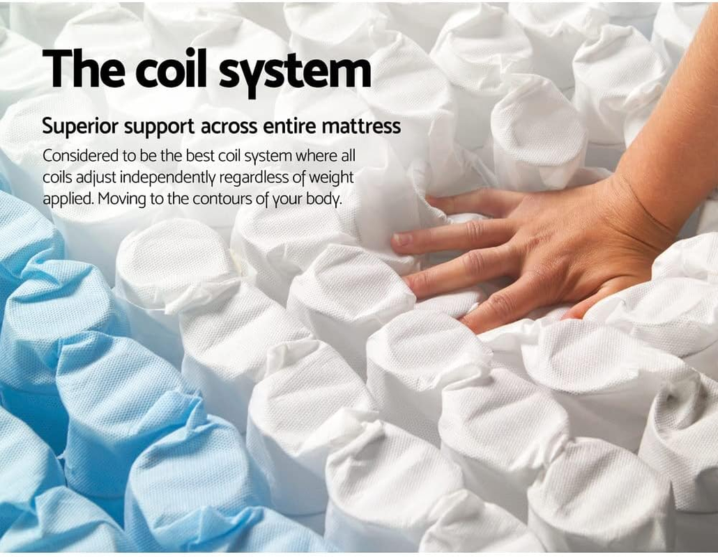 Giselle Bedding Mattress Single Bed Foam Mattresses 31Cm Thickness, with 5-Zone Pocket Spring System and Breathable Euro Top, 5Yrs Warranty, Medium Firm, White + Blackwith Vacuum Packed image number 5