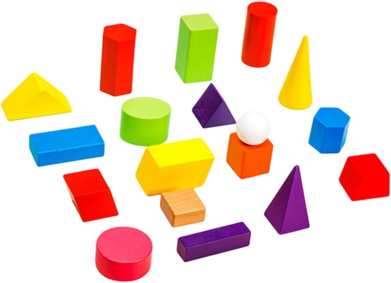 Eigell 18Pcs Geometric Solids Shape Blocks Mini 3D Shapes Pattern Blocks for Games Travel image number 1