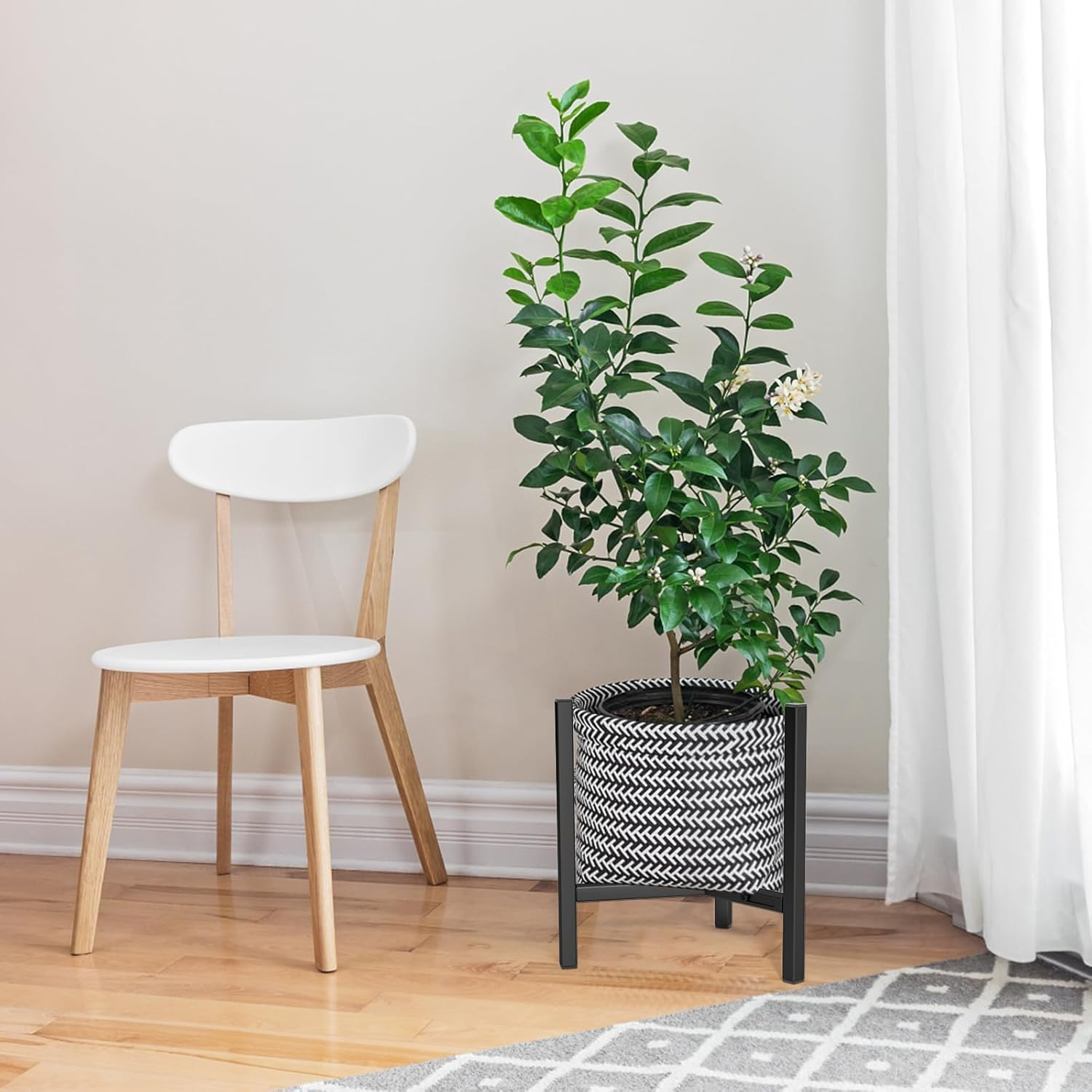 Plant Stand Indoor Adjustable，Small Plant Stand，Heavy Duty Stable Plant Pot Flower Holder Indoor Outdoor Corner,Plant Holder,Black Plant Stand， Fit 8 to 14 Inch Pots，Pot Plant Not Included image number 3