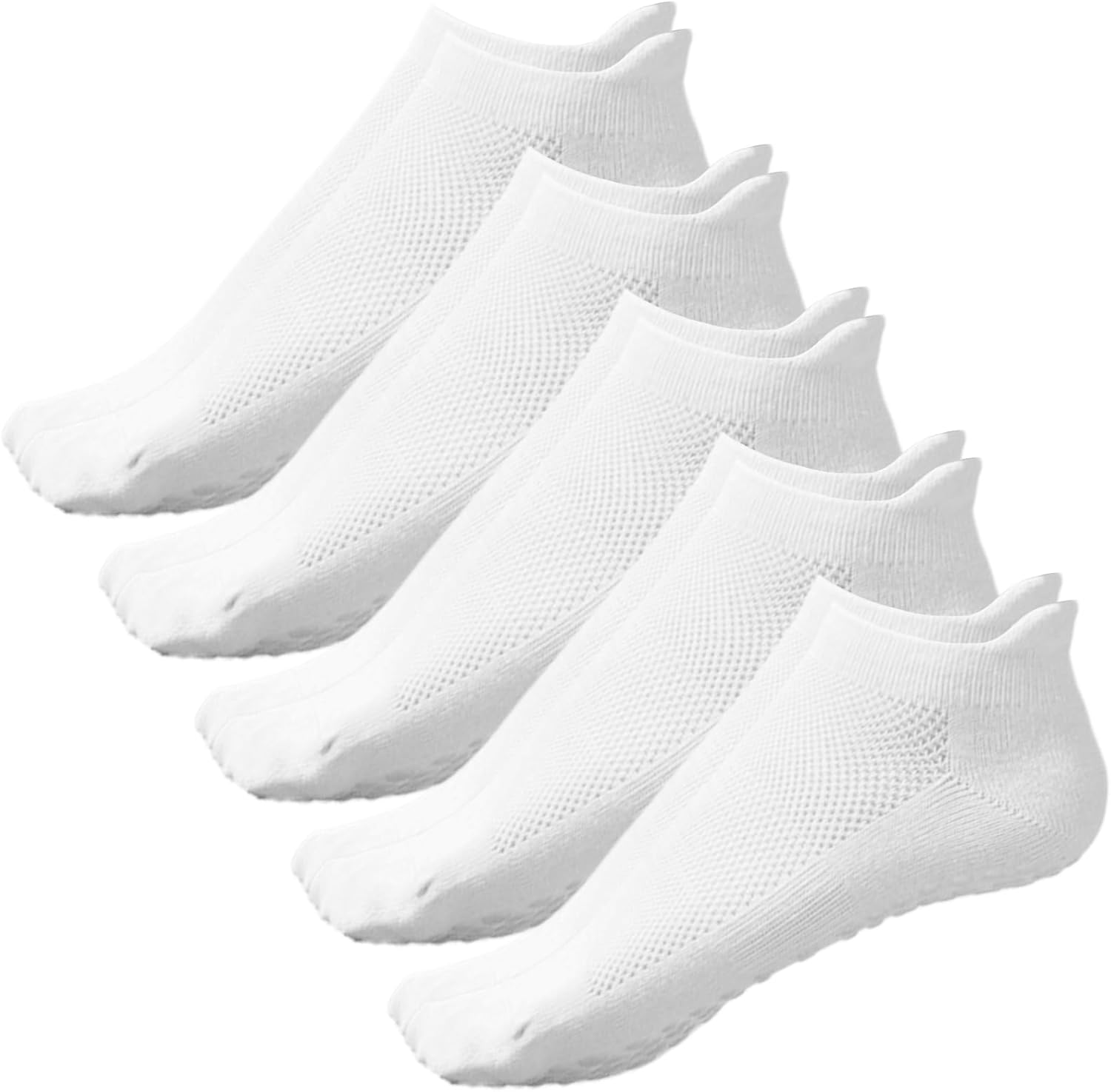 Dress Cici Mesh Pilates Yoga Socks with Tab and Bottom Silicone Non Slip Grip Socks (5 Pairs)