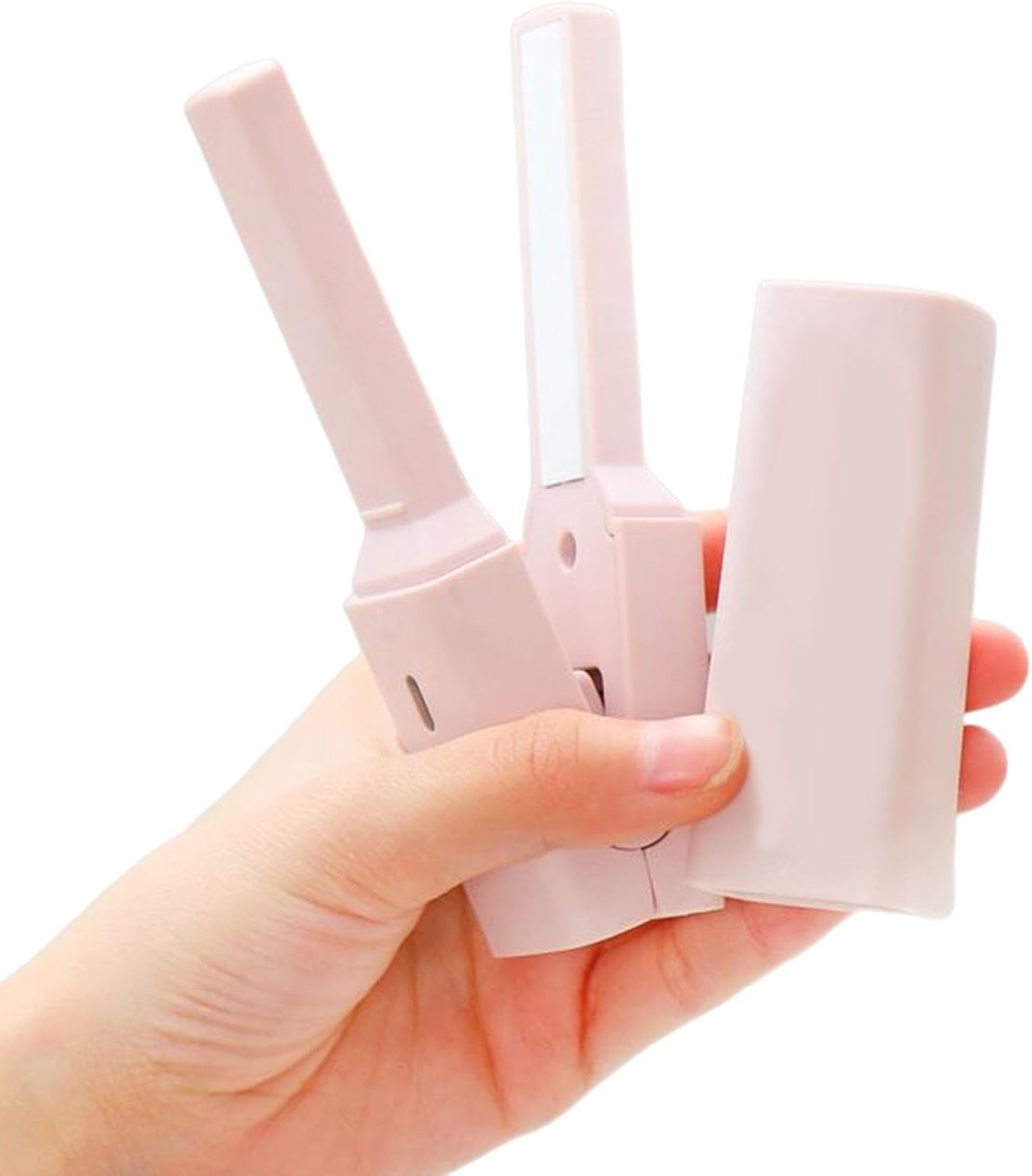 Flat Iron USB Powered Small Travel Curling Iron | Short Hair Tension Curling Wand 2 in 1 Short Hair Straightener, Portable Anti-Scald Straightener for Straightening Cheve - Powder - 2 Random Patch image number 7