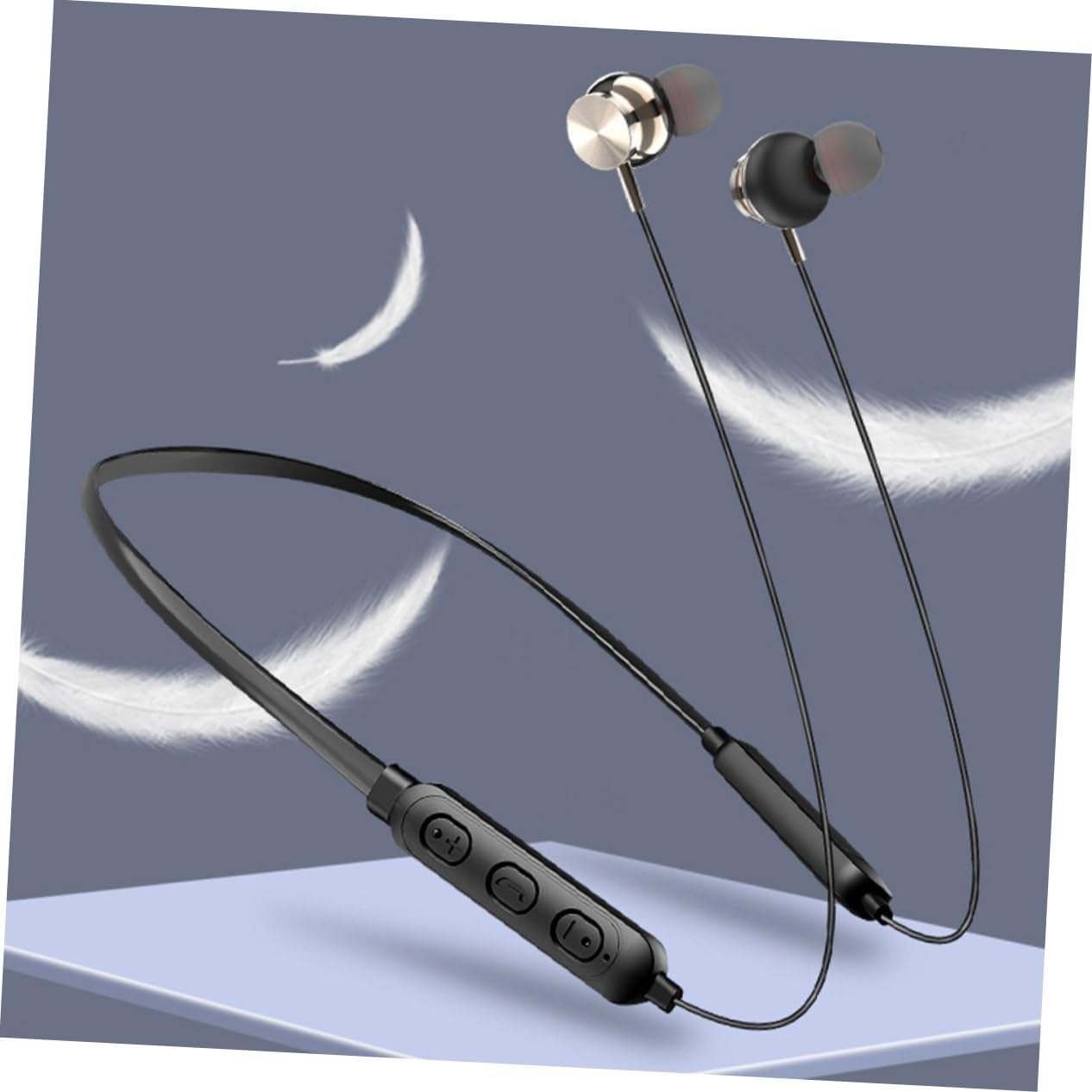 SHINEOFI 5.0 Neck Hanging Wireless Headset Waterproof In-Ear Sports Earbuds Magnetic Stereo Earphones for Active Lifestyle Black image number 1