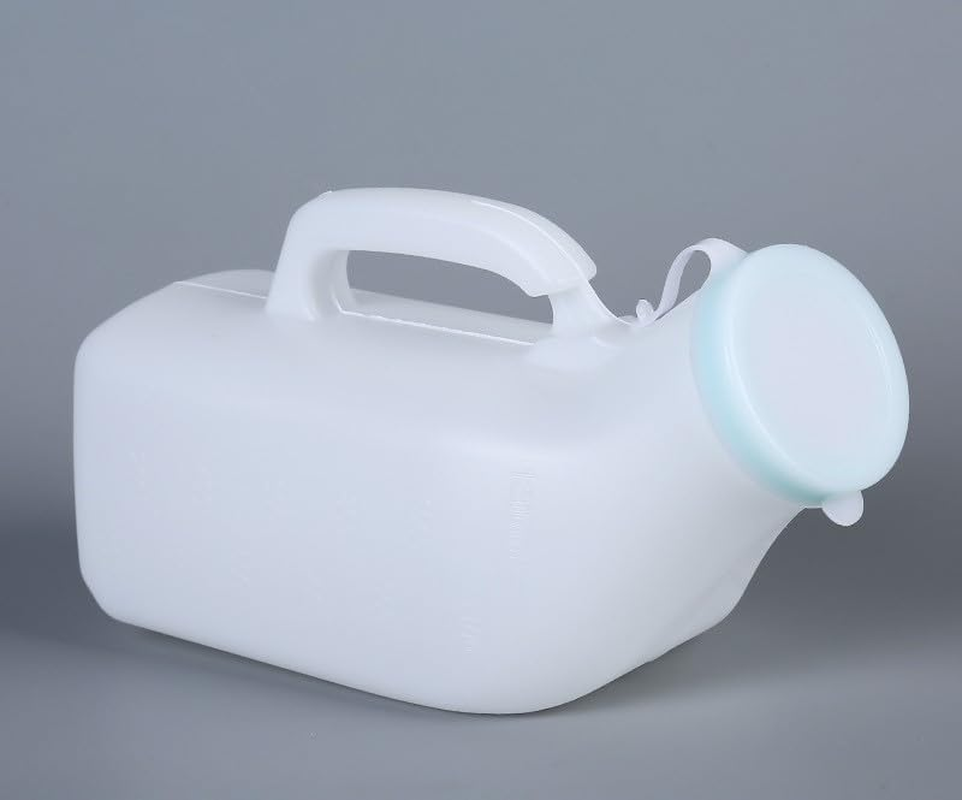 1200Ml Portable Urinal for Men,Large Capacity Urine Bottle with Lid, Easy-To-Use Pee Bottle for Elderly, Travel & Night Use, Clear Measurement Markings, Anti-Spill Design, Lightweight & Durable with Handle,Perfect for Those with Limited Access to Toilets(White） image number 4