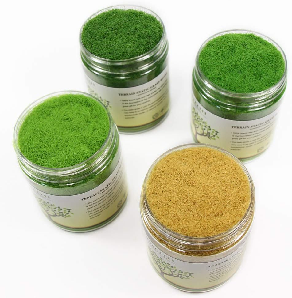 CFA6 4 X 35G Mixed 5Mm Static Grass Terrain Powder Green Grass Fairy Garden Miniatures Landscape Artificial Sand Table Model Railway Layout image number 6