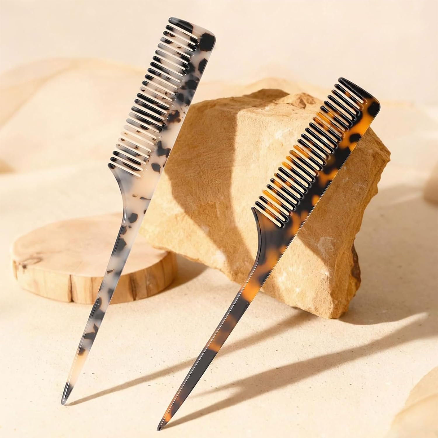 Muorruo 2-Pack Tail Combs for Women, Fine-Tooth Hair Comb for Parting and Teasing, Hair Styling Tools for Braiding, Eco-Friendly Comb Made from Recycled Cellulose Acetate image number 5