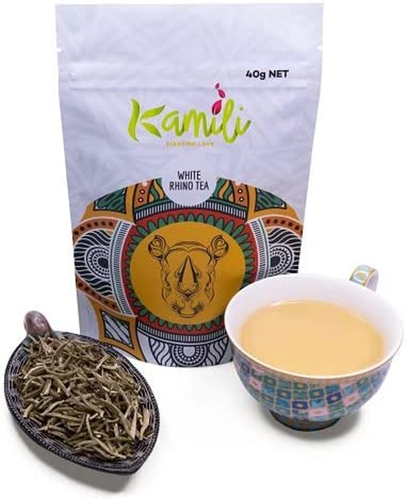 Kamili White Rhino Tea 40G - Loose Leaf Tea, 100% Kenyan Grown, Bound to Excite the Taste Buds of Any Tea Connoisseur. White Tea
