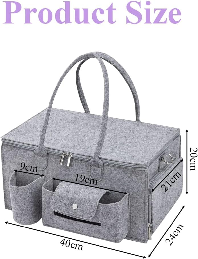 Baby Diaper Caddy Organizer with Lid &ndash; Portable Napkin Tote Bag, Portable Organizer with Detachable Shoulder Strap and Multiple Pockets for On-The-Go Diapers Changing and Road Trips image number 5