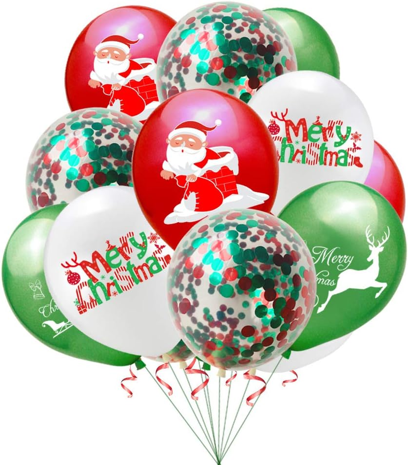 Merry Christmas Balloons Set Merry Christmas Banner Party Decorations Kit Christmas Theme Pull Flag Cake Card Decoration for Christmas Holiday Fun Baby Shower Birthday Party Bar Home Decor Supplies image number 2