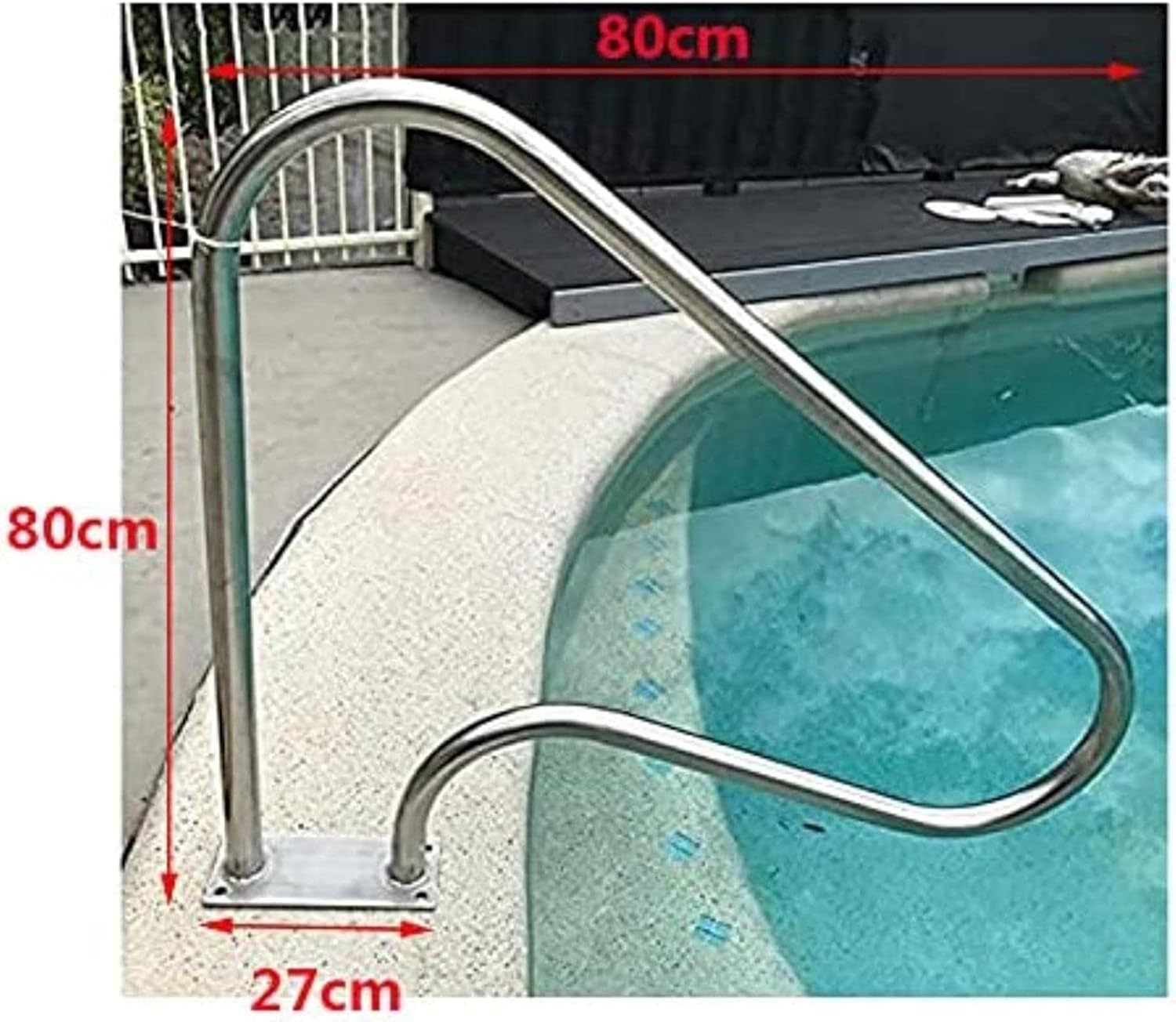 304 Stainless Steel Pool Rail with 4Ft Blue Grip Cover - Swimming Pool Handrail for Steps and Stairs - Complete Mounting Accessories Included image number 4