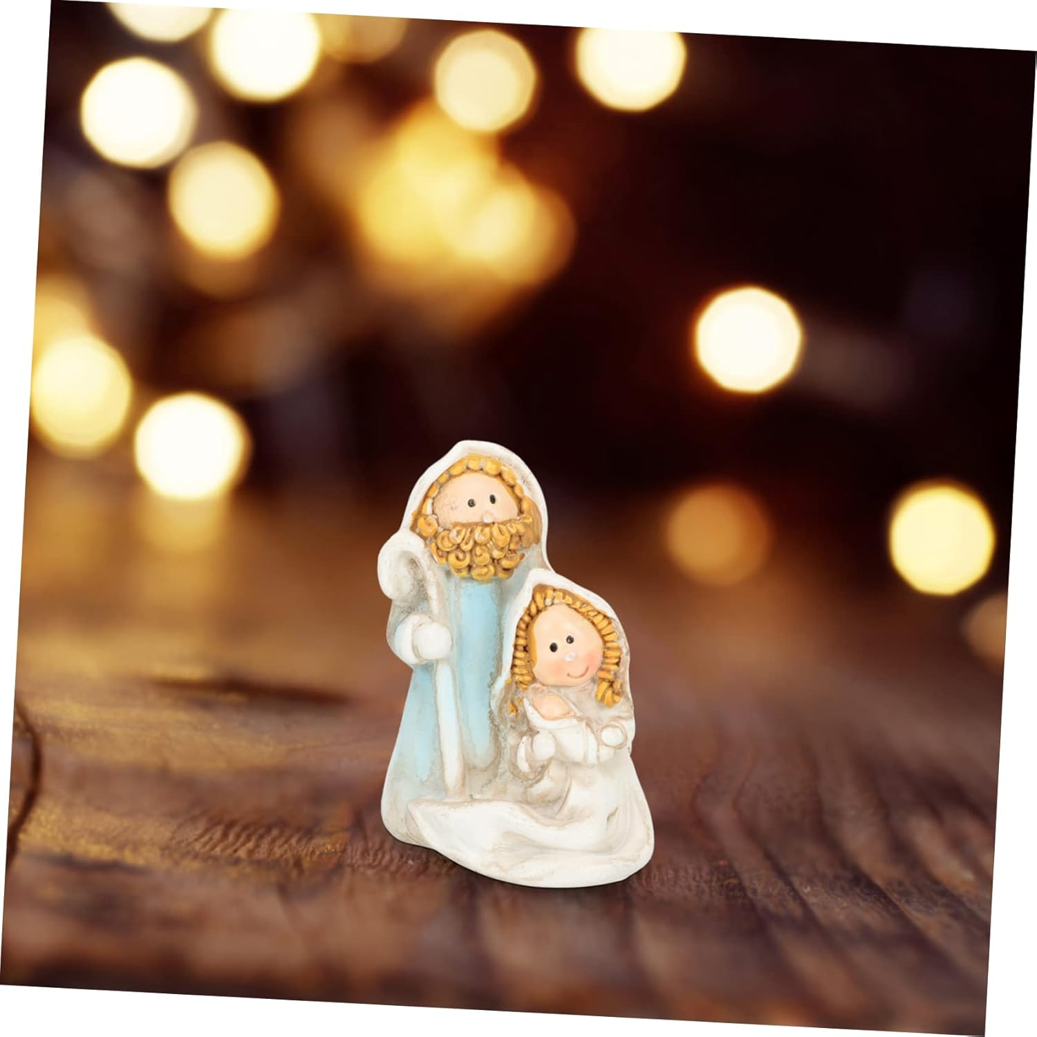 2Pcs Mini Nativity Tabletop Scenes Religious Ornament Small Jesus Figurine Resin Holy Family Scene Shelf Decor Christian Christmas Ornaments for Home