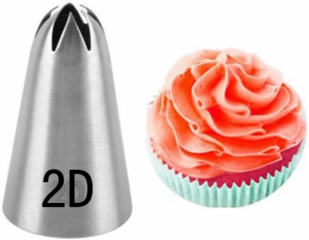 Piping Nozzle Tip, 6 Pcs Large Icing Piping Tips, 1M 2D 2F Cake Cupcake Decorating Tips Set, Seamless Swirl Piping Tips Cake Piping Nozzles Tips Kit, Star Drop Flower Rose Petal Frosting Tip image number 5