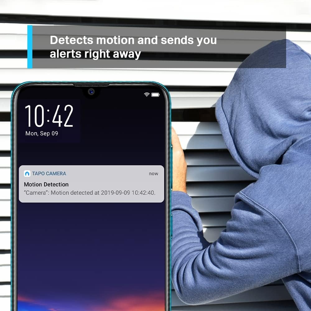 Tapo Tp-Link Pan/Tilt Home Security Wi-Fi Camera - 1080P, 360&deg;, Night Vision, Alarm, 2-Way Audio, 24/7 Live View, Voice Control, Tapo APP, Alexa, Google Assistant, No Hub Required (Tapo TC70)