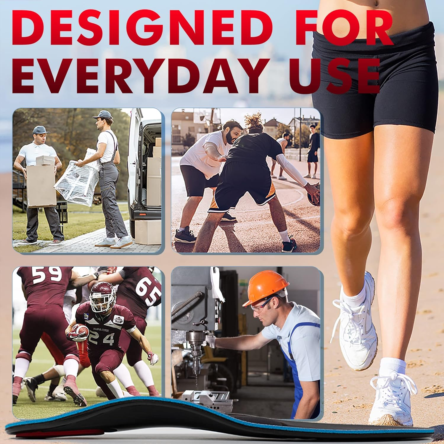 Plantar Fasciitis Insoles, Orthotic Shoe Inserts with Arch Supports, Metatarsal and Heel Cushion for Metatarsalgia, Flat Feet, Forefoot Pain, Morton&rsquo;S Neuroma, Arch Support Insoles for Women and Men